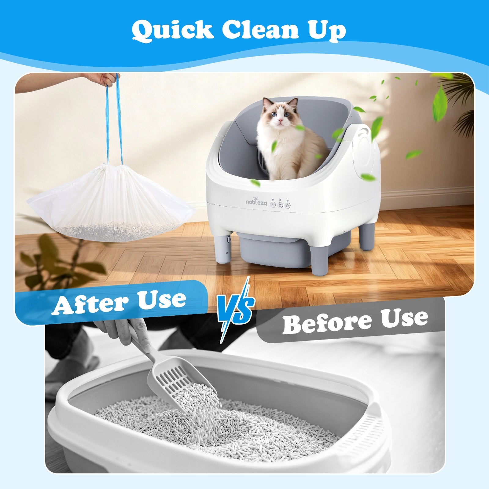 Bags for litter box 66×32 cm 100 pcs. reinforced with drawstring SL03 Nobleza Color white