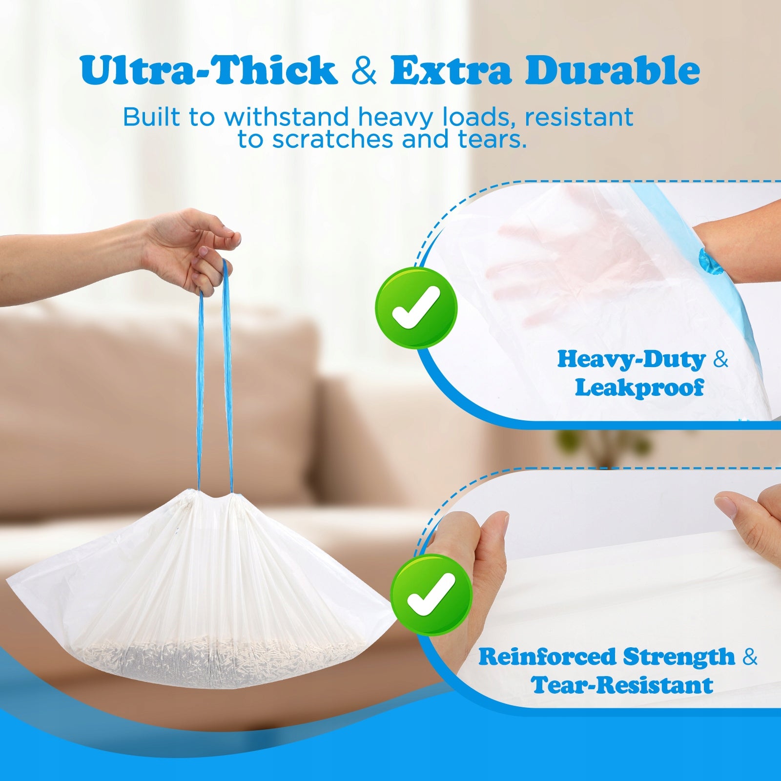 Bags for litter box 66×32 cm 100 pcs. reinforced with drawstring SL03 Nobleza Manufacturer code S40102ADSD