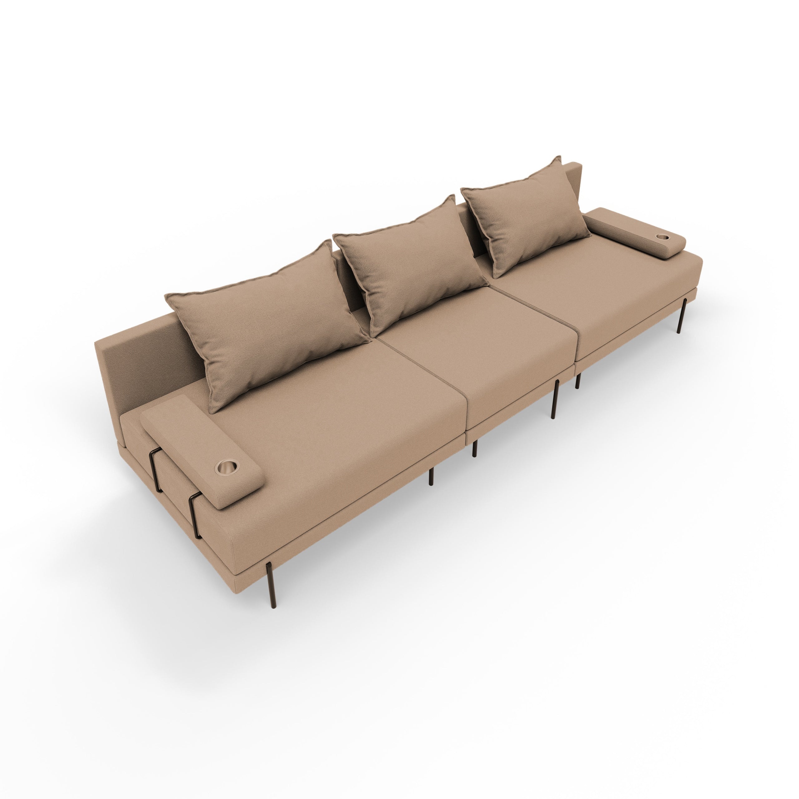 Bahama 3-Person Modular Garden Sofa with Armrests Beige