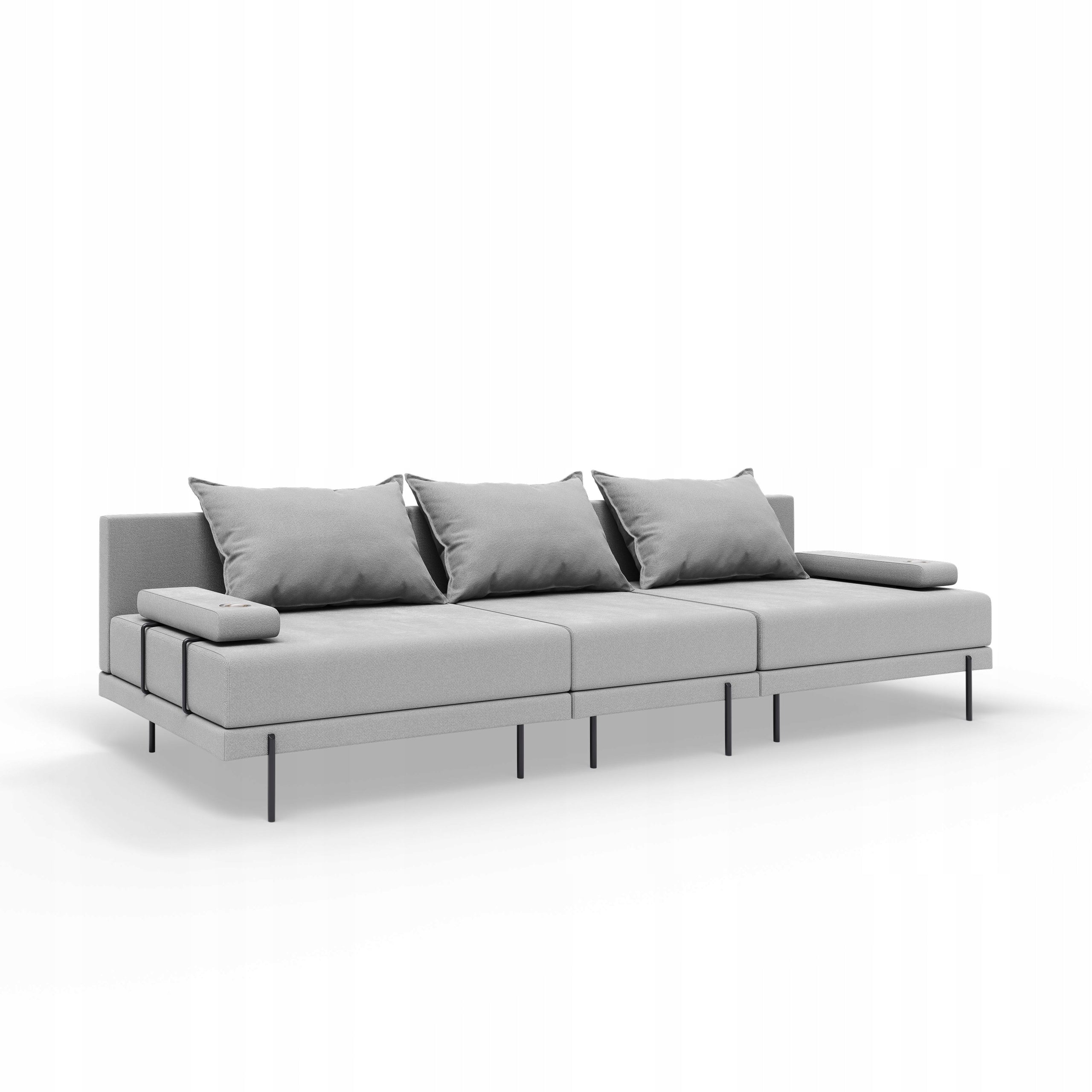 Bahama 3-seater Modular Garden Sofa with Armrests Grey
