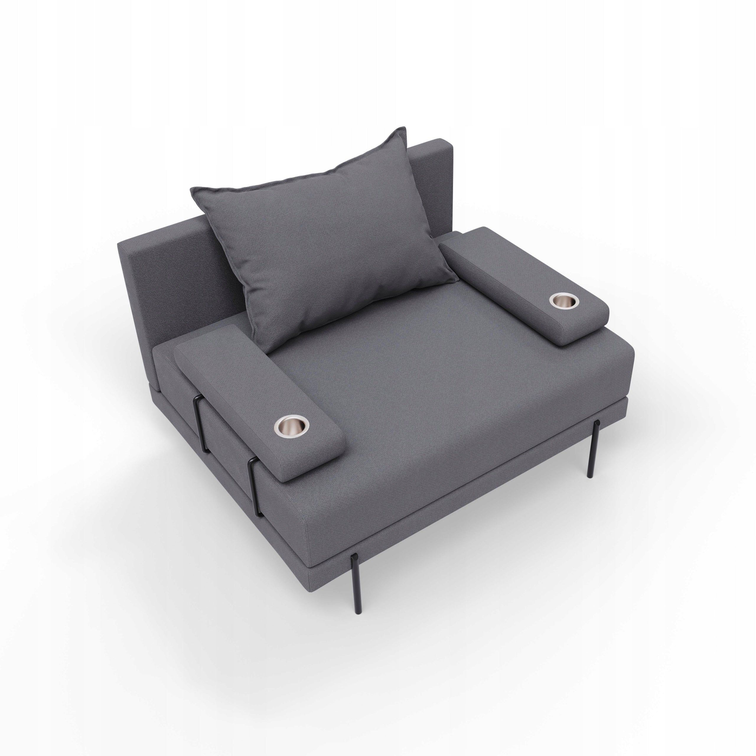 Bahama Garden Chair with Armrests Dark Grey Waterproof Fabric Color gray