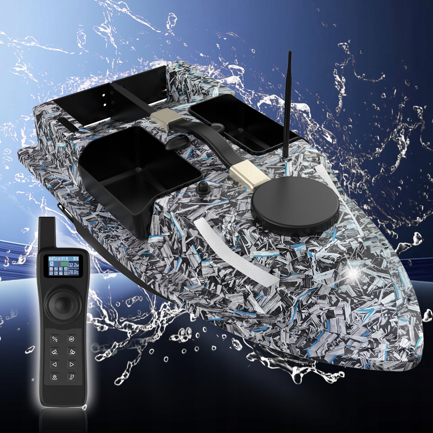 Bait Boat D19E with 4 containers 600 meters range 12,000mAh GPS power Packaging status original