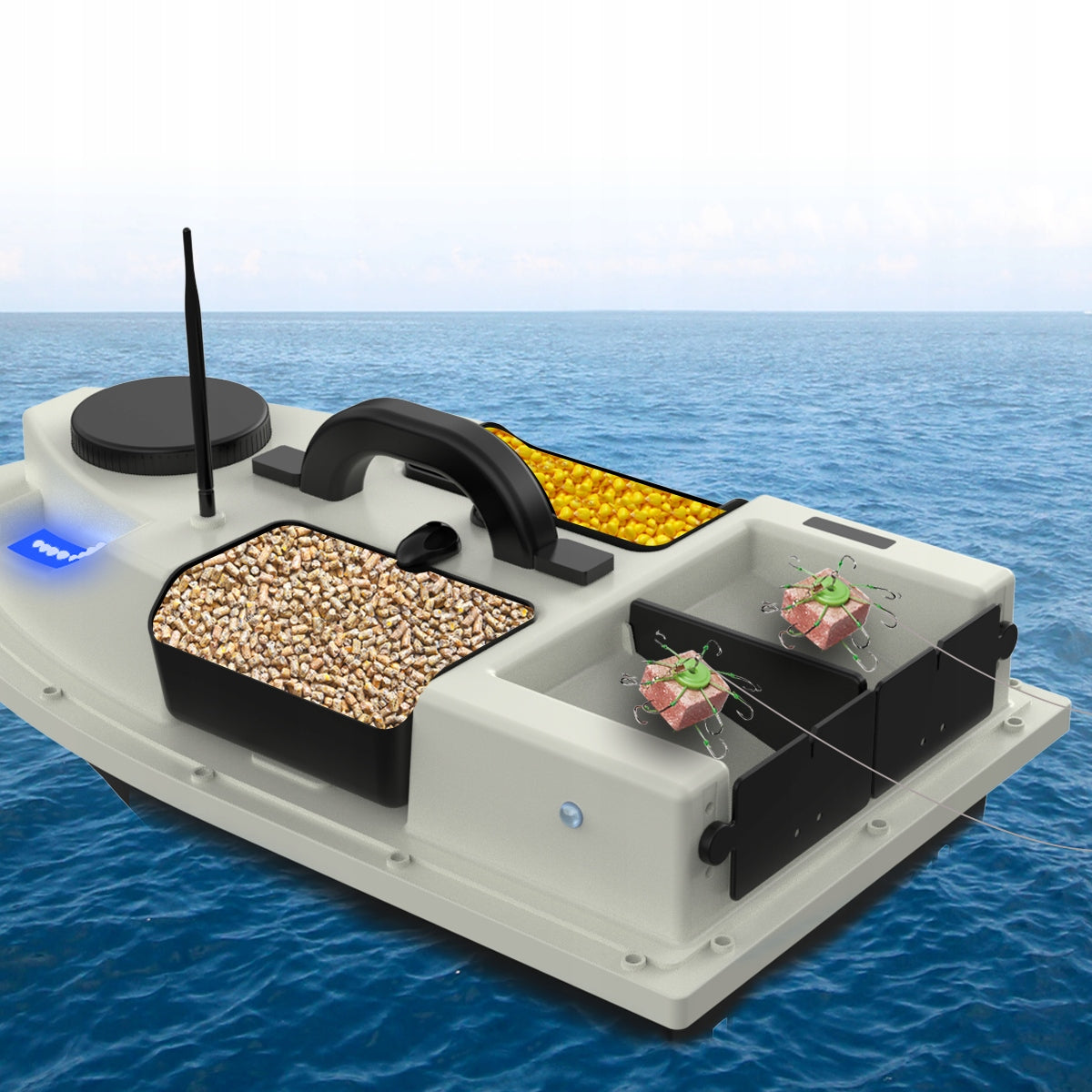 Bait Boat LOKEEVAN D19D GPS 4 Containers 2kg Load 500m Range 12000mAh Manufacturer code Bait Boat D19D Greyish white