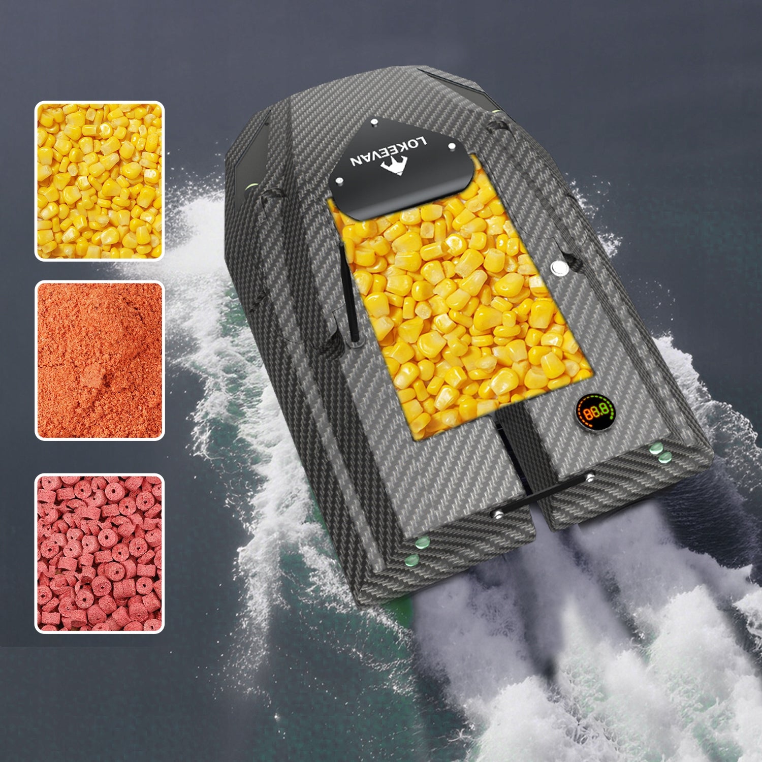 Bait Boat LOKEEVAN D50B GPS Remote Control 12V 1.7m/s 2x 15600mAh 2kg Load Weight 3400 g