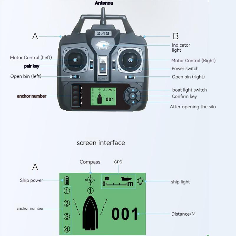 Bait boat D18B +24000mah+16GPS+ Wireless detector Range 400 m