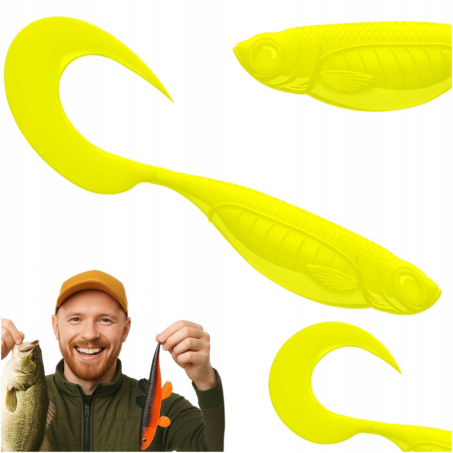 Bait rubber LIBRA LURES Embrion Twist Tail 1.75 4.5 cm HOT YELLOW 12 pcs.