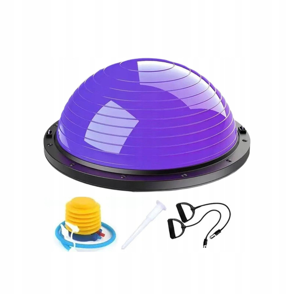 Balance Ball with Resistance Bands and Pump Hemisphere Core Workout Purple Packaging status original