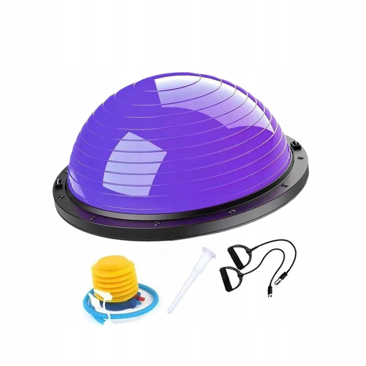 Balance Ball with Resistance Bands and Pump Hemisphere Core Workout Purple