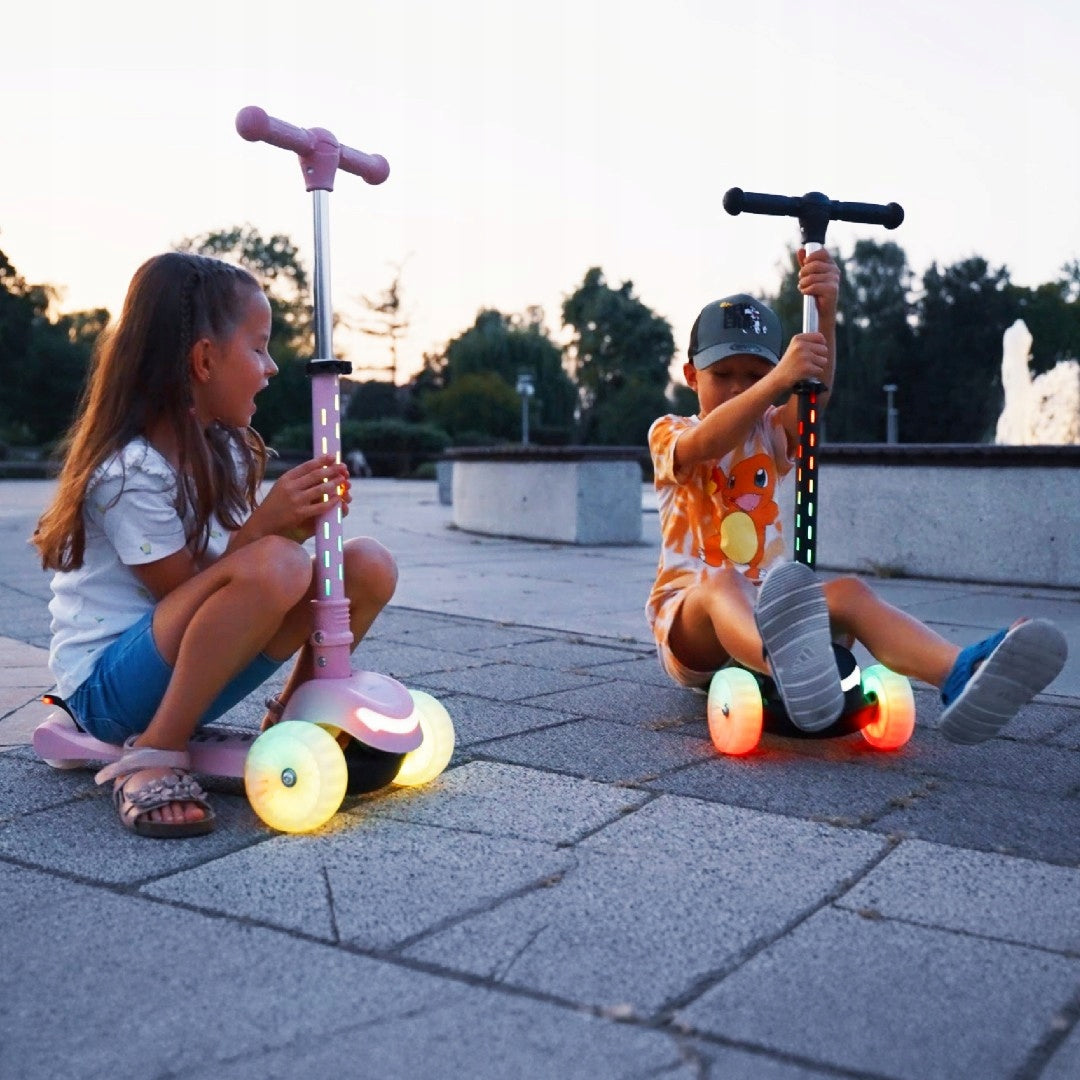 Balance Scooter Folding Tricycle Adjustable LED Rainbow Wheels 7 Colors Kid's age 3＋ years