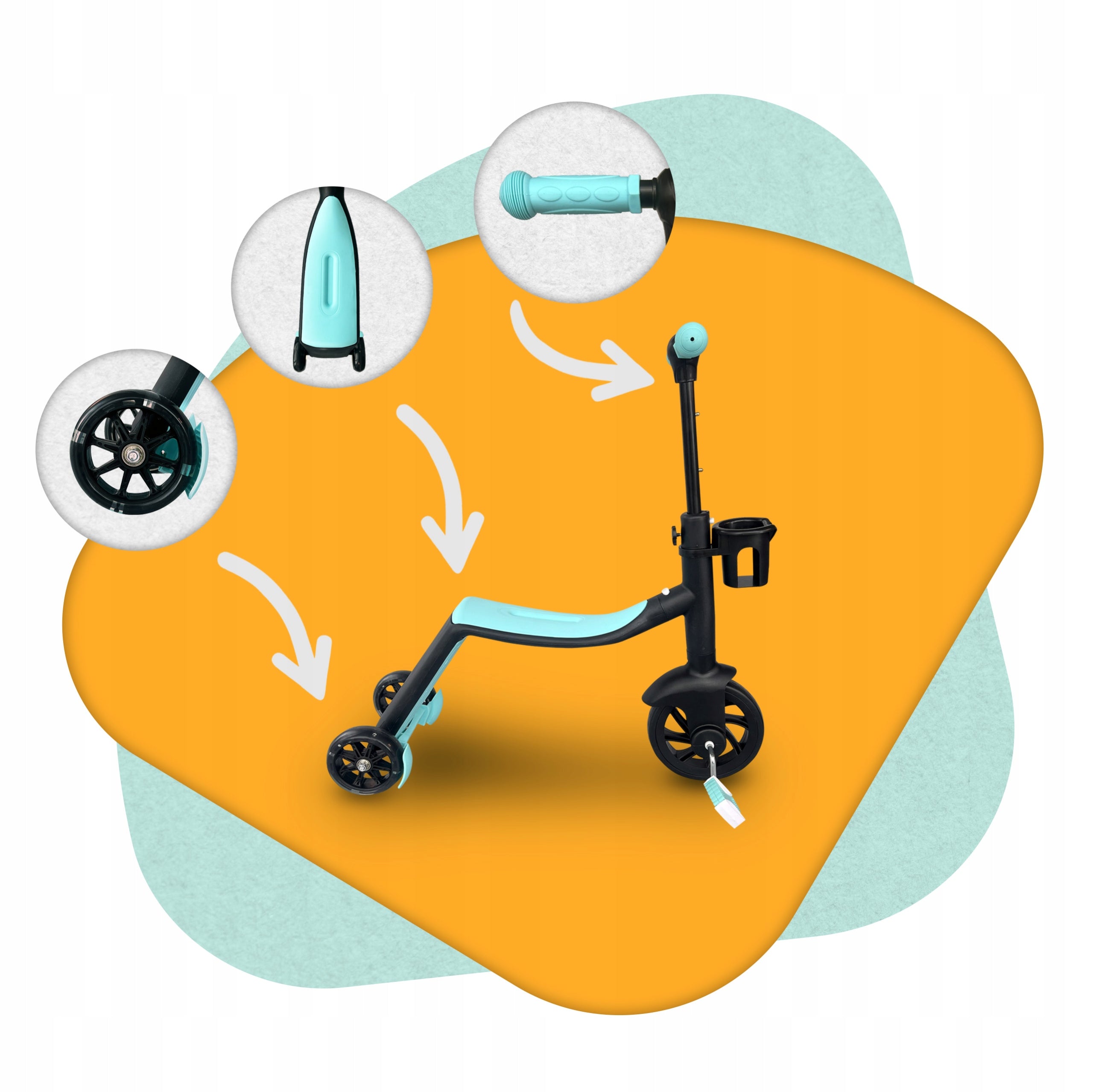 Balance bike 3in1 children's bike three-wheeled scooter PLAYIO Color blue