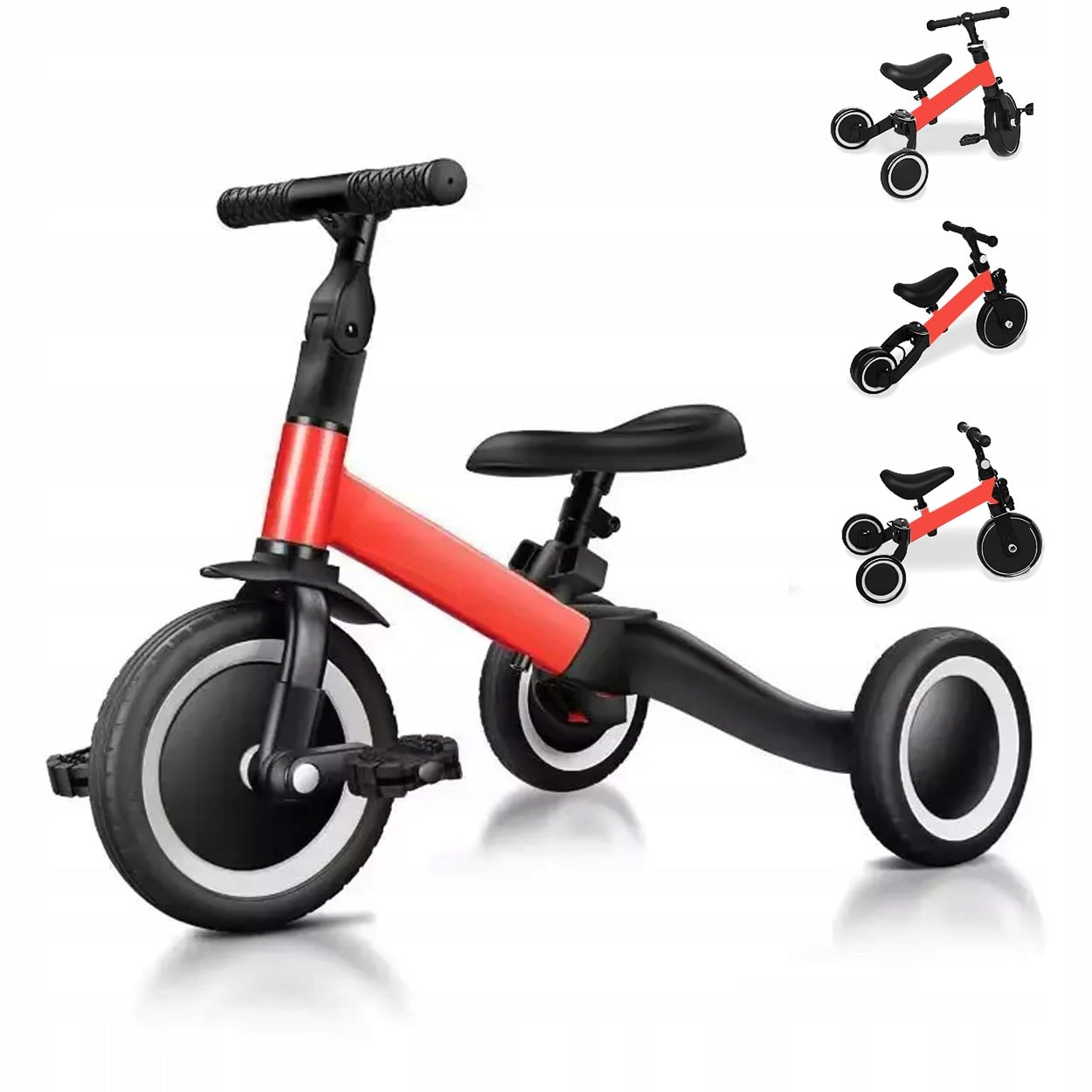 Balance bike 4in1 two or three wheels red + pedals