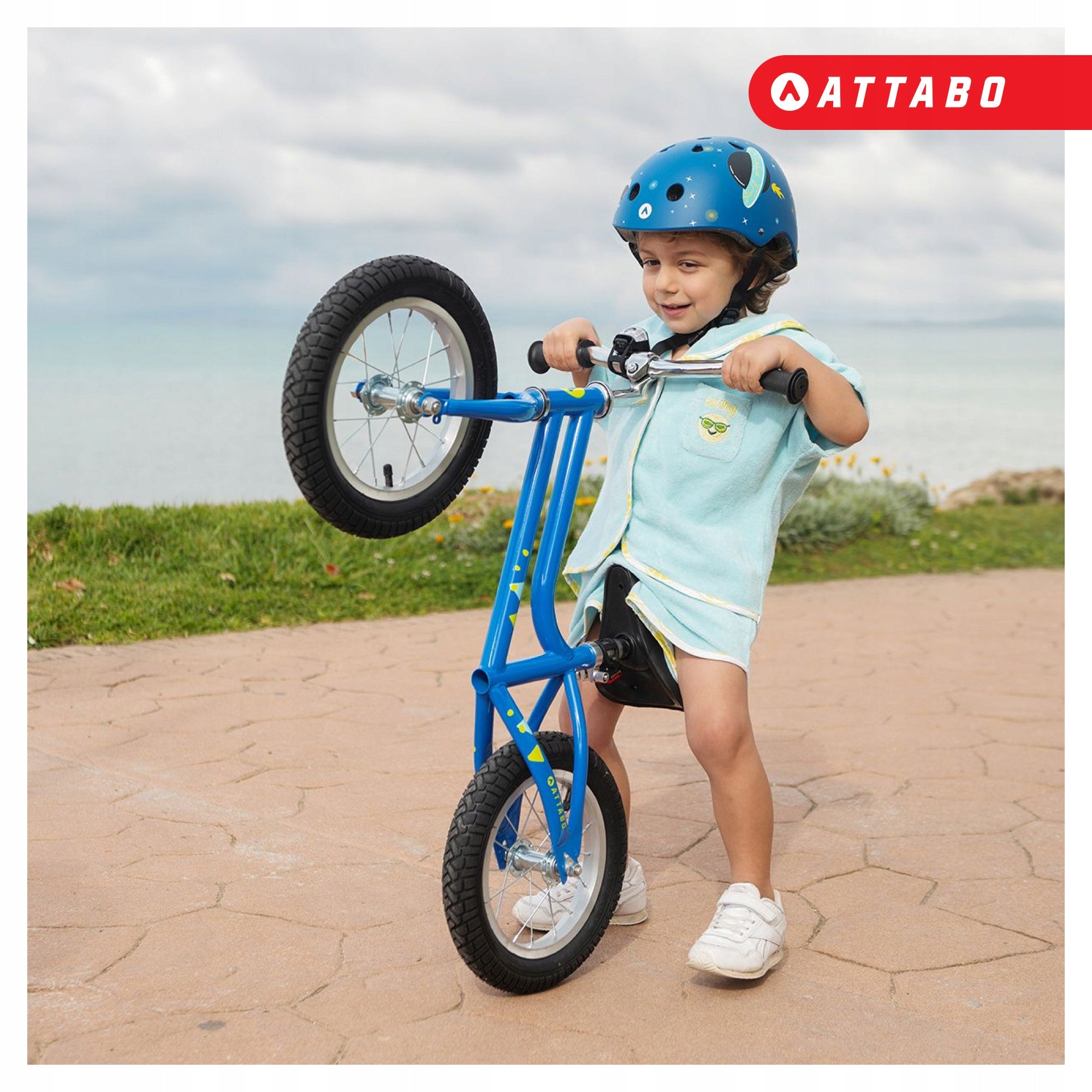 Balance bike ATTABO Ace 12" blue light Pneumatic tires adjustment Kid's age 2＋ years