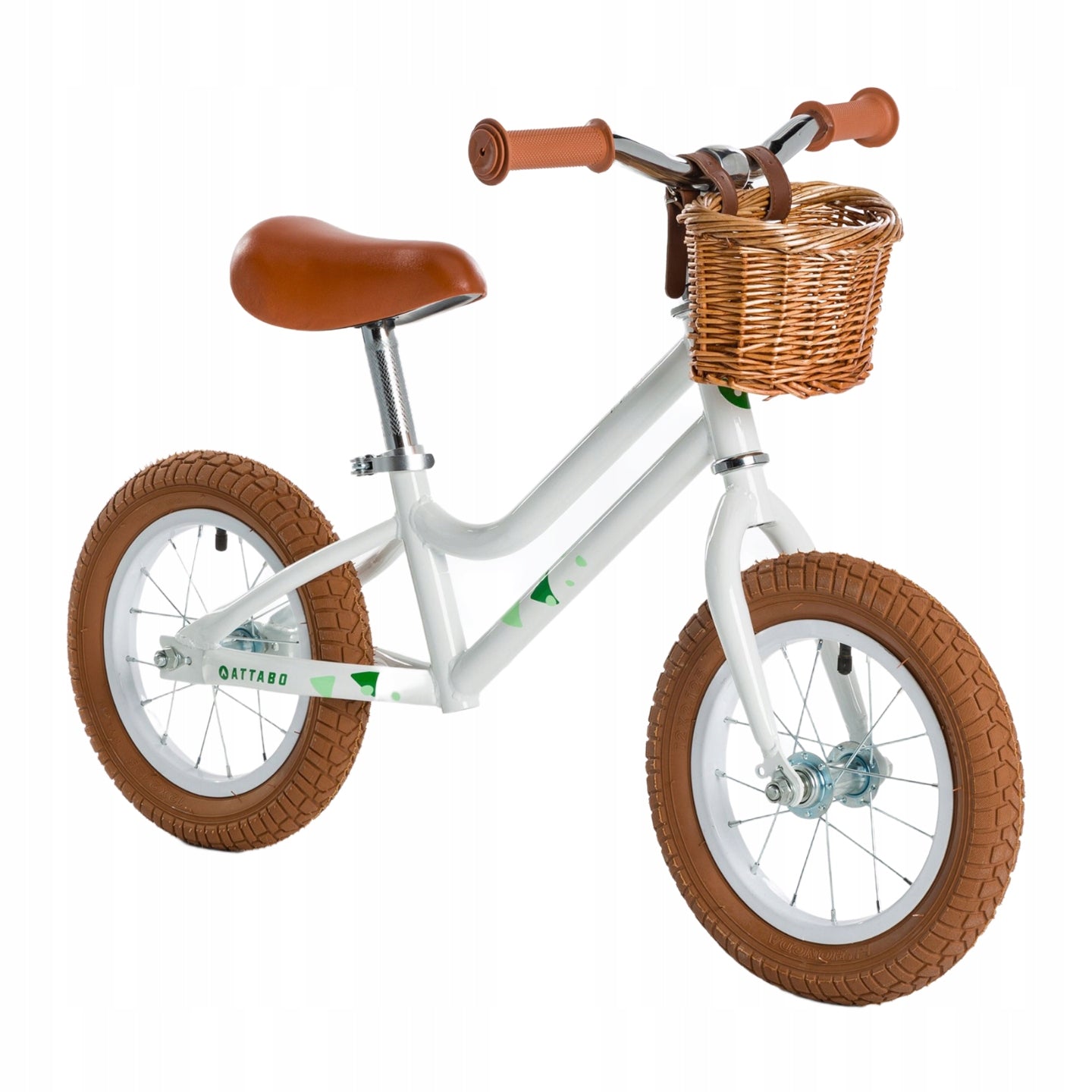 Balance bike ATTABO Ace 12" white light with basket for children