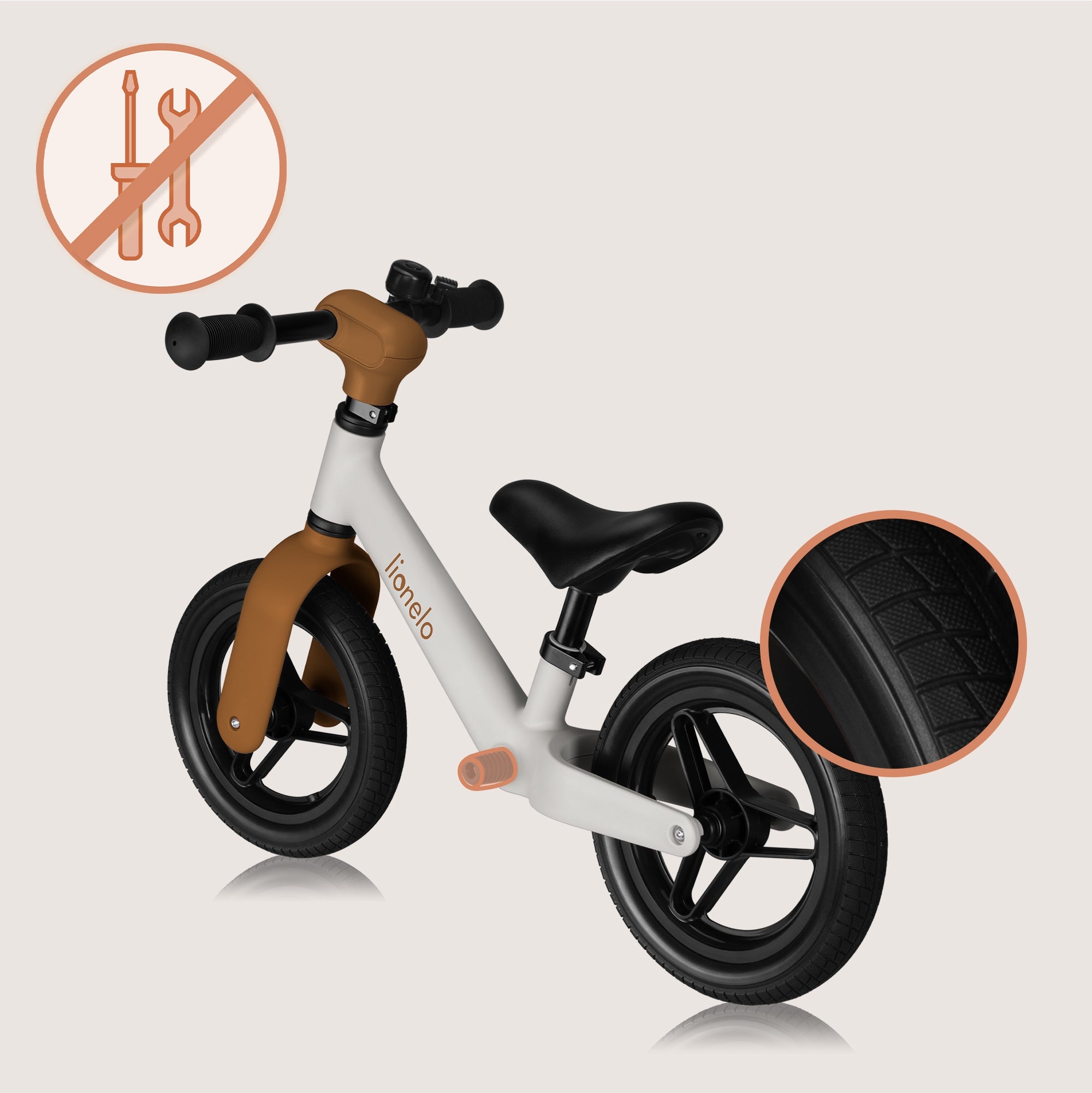 Balance bike BEIGE light SINCE 1,5 adjustable PU wheels Lionelo Toni Frame other