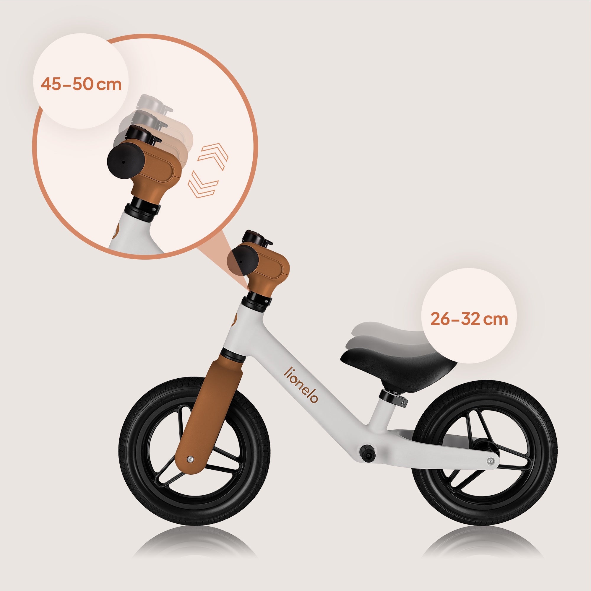 Balance bike BEIGE light SINCE 1,5 adjustable PU wheels Lionelo Toni Kid's age 18＋ months