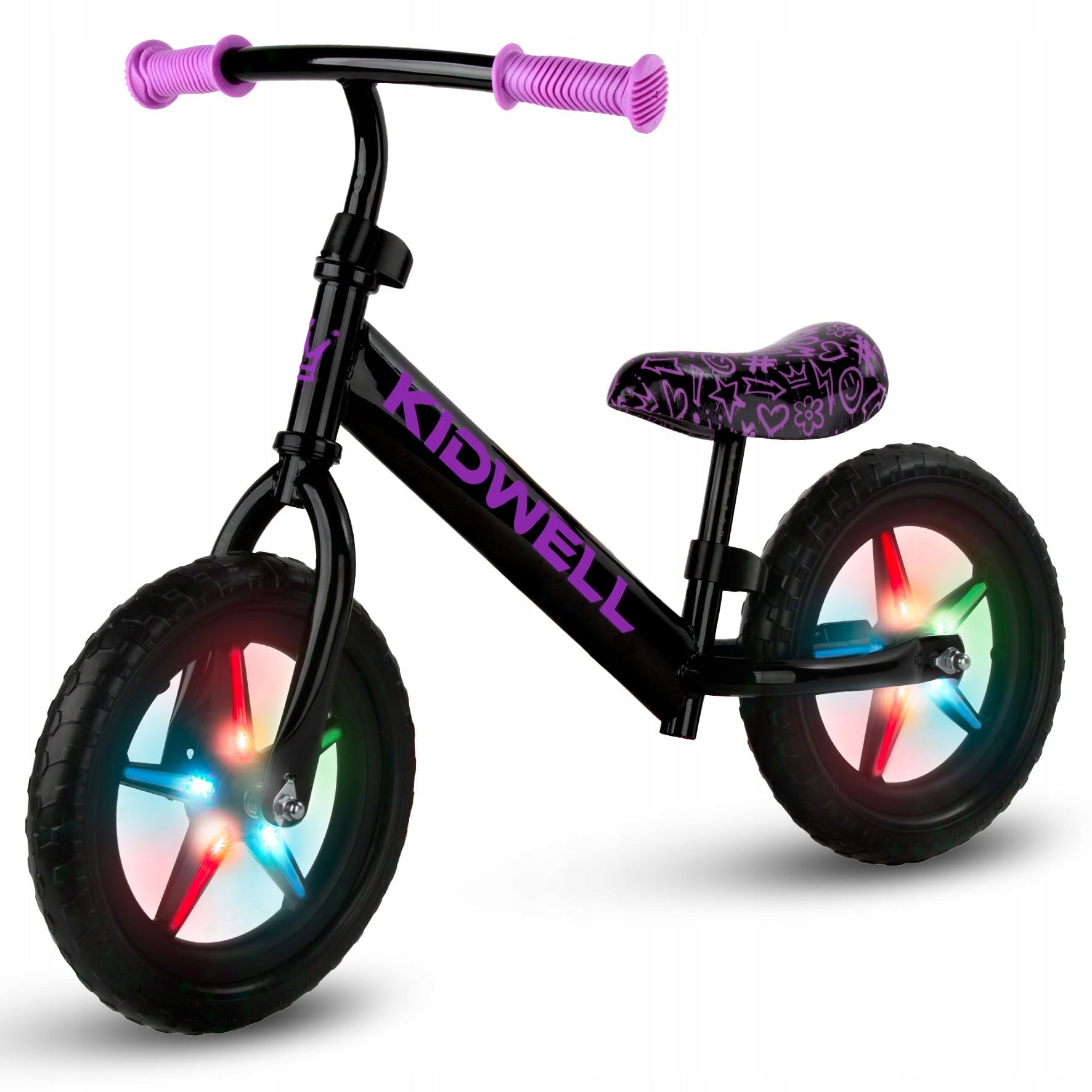 Balance bike Kidwell Rebel LED 12" NEON PINK black, pink Manufacturer code ROBIRLE03A1