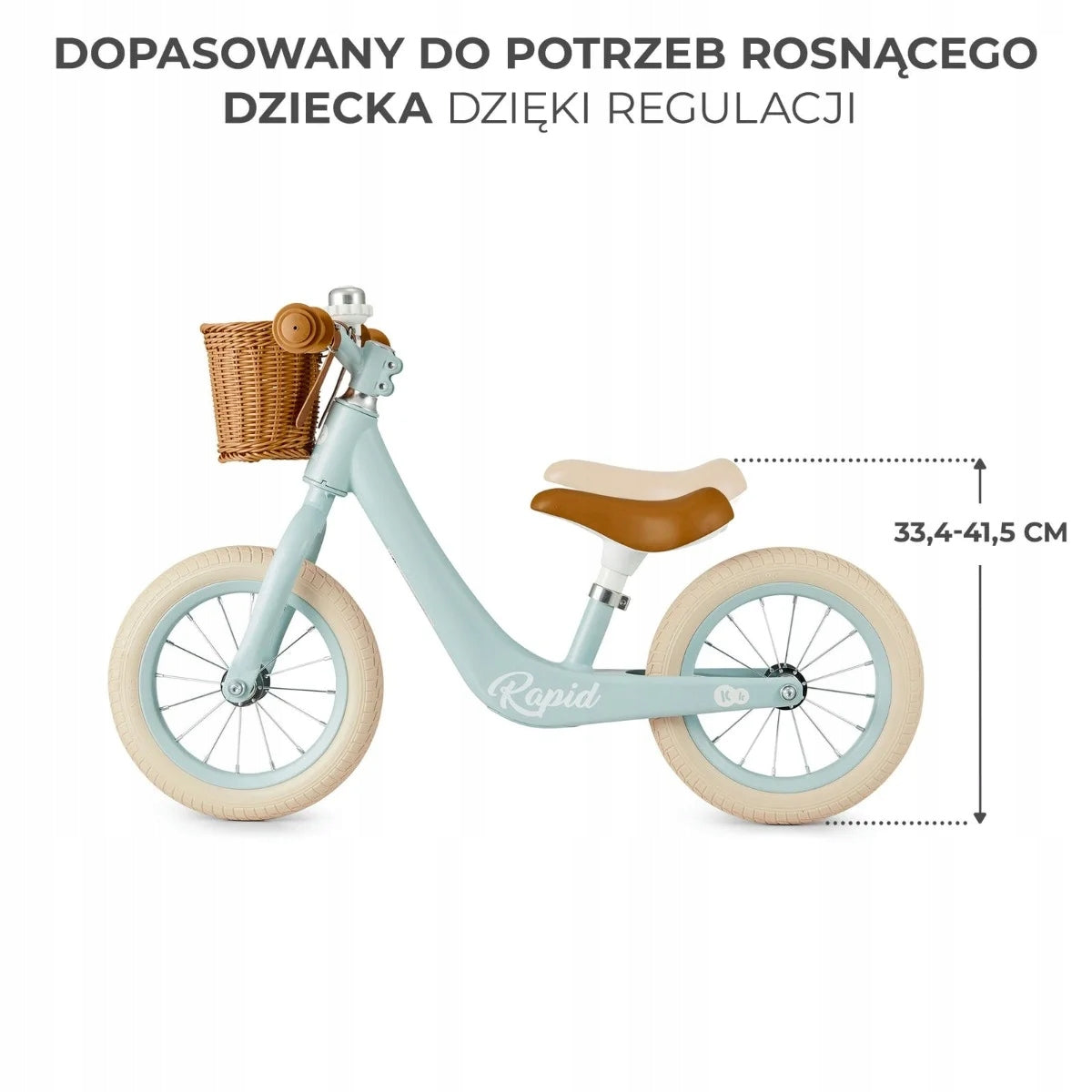 Balance bike Kinderkraft RAPID MAGNESIUM RETRO BASKET RUBBER WHEELS Color pink