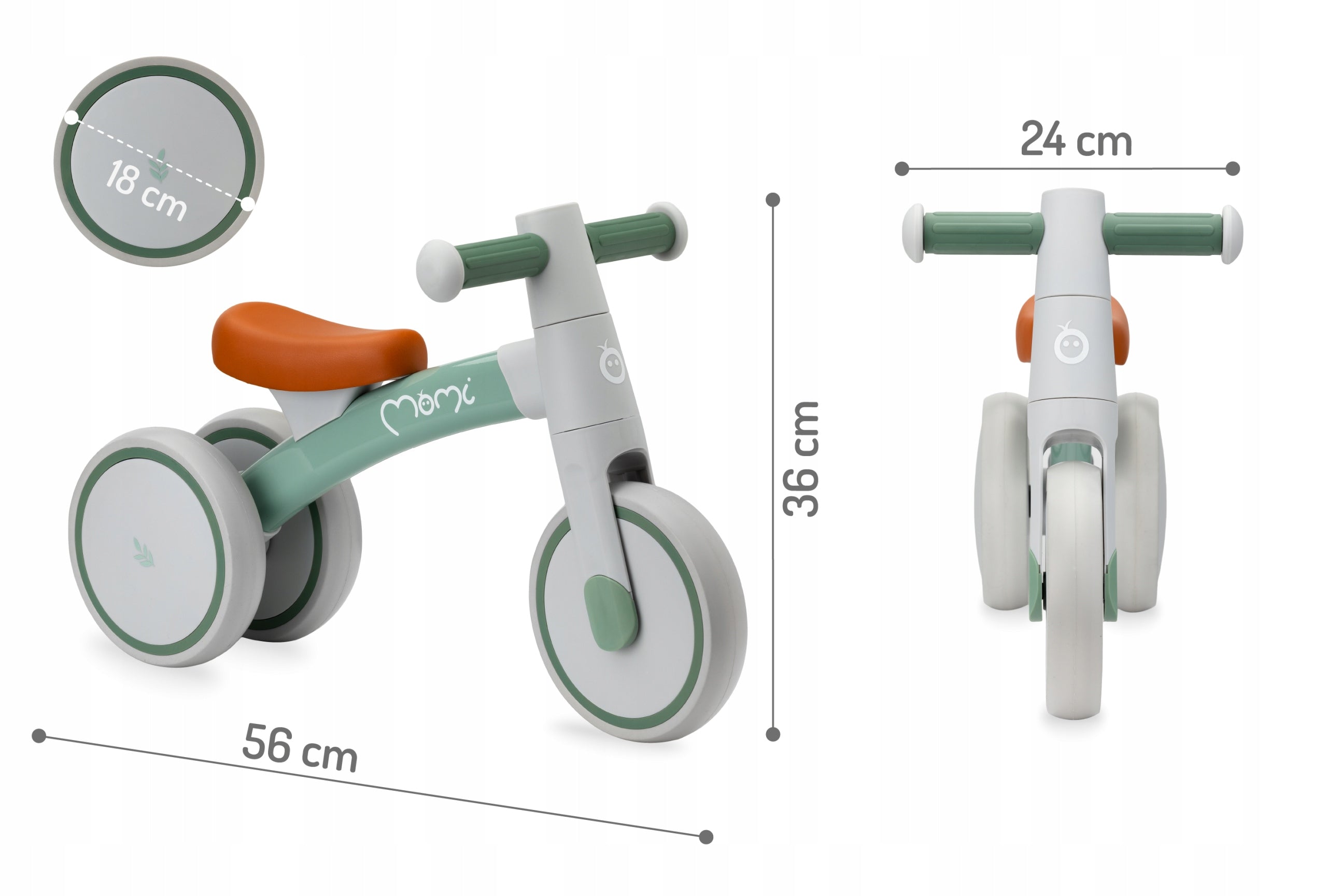 Balance bike MoMi TEDI green - from 1 year lightweight aluminium to 20kg Frame Aluminum