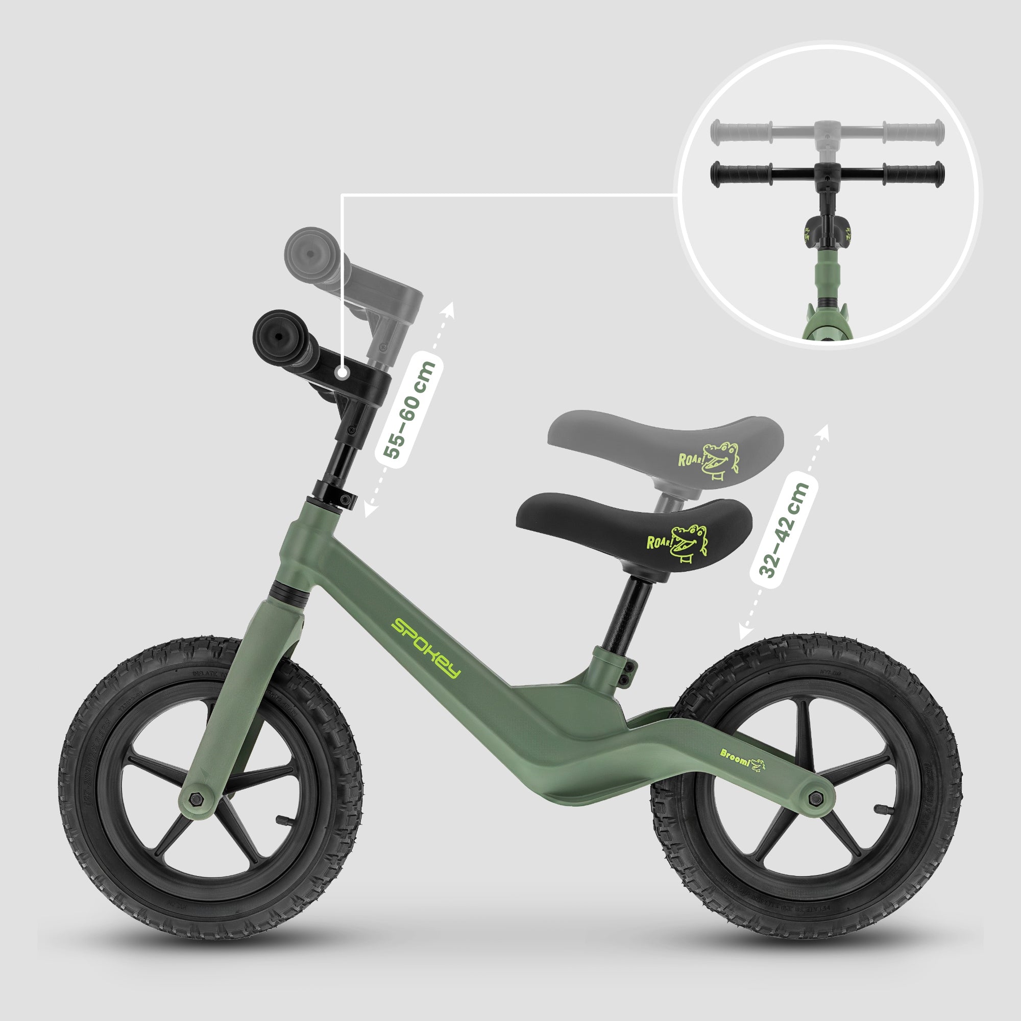 Balance bike for 3 year old adjustable pumped wheels Spokey BROOMIE Model BROOMI