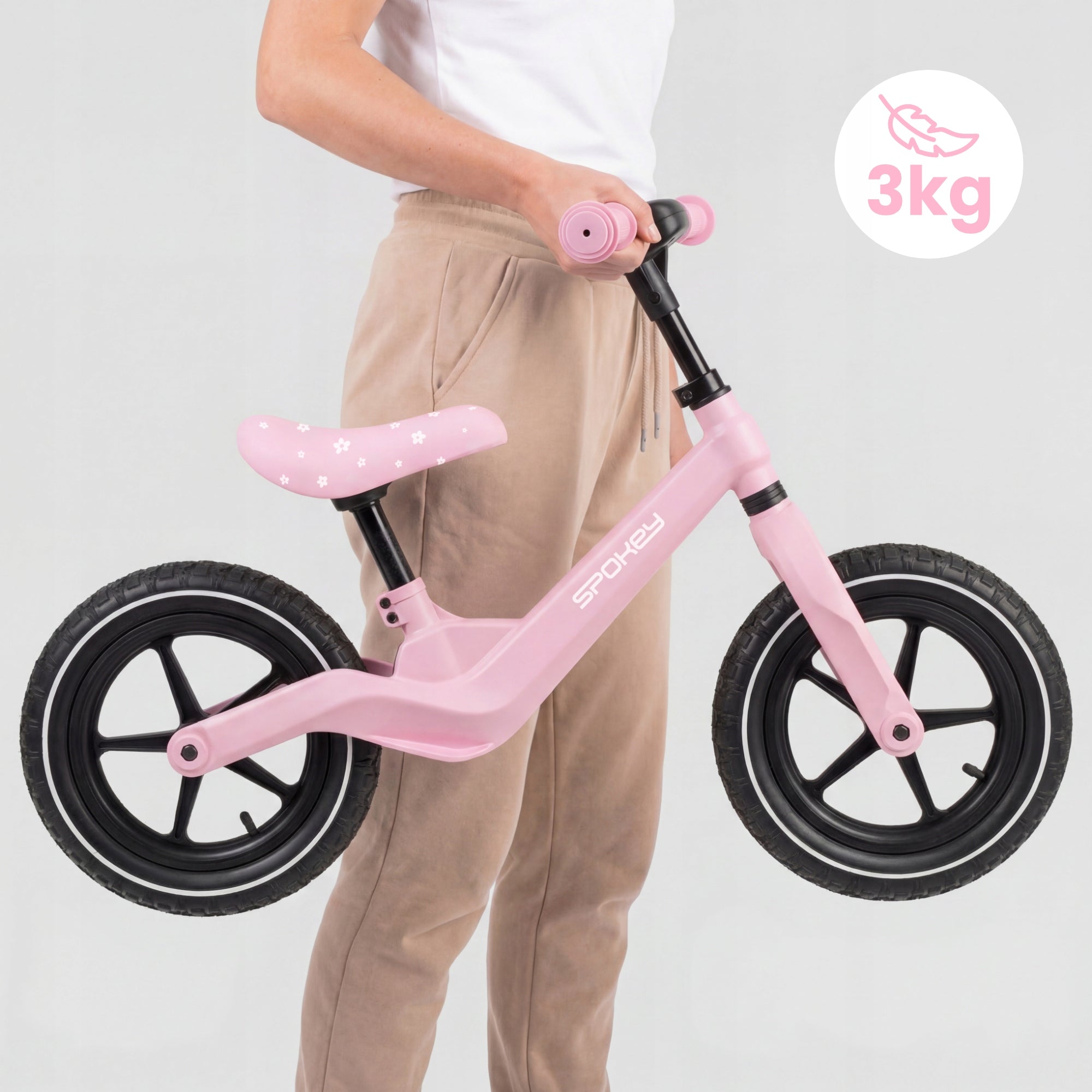Balance bike for girls adjustable pumped wheels Spokey BROOMIE Manufacturer code 946381