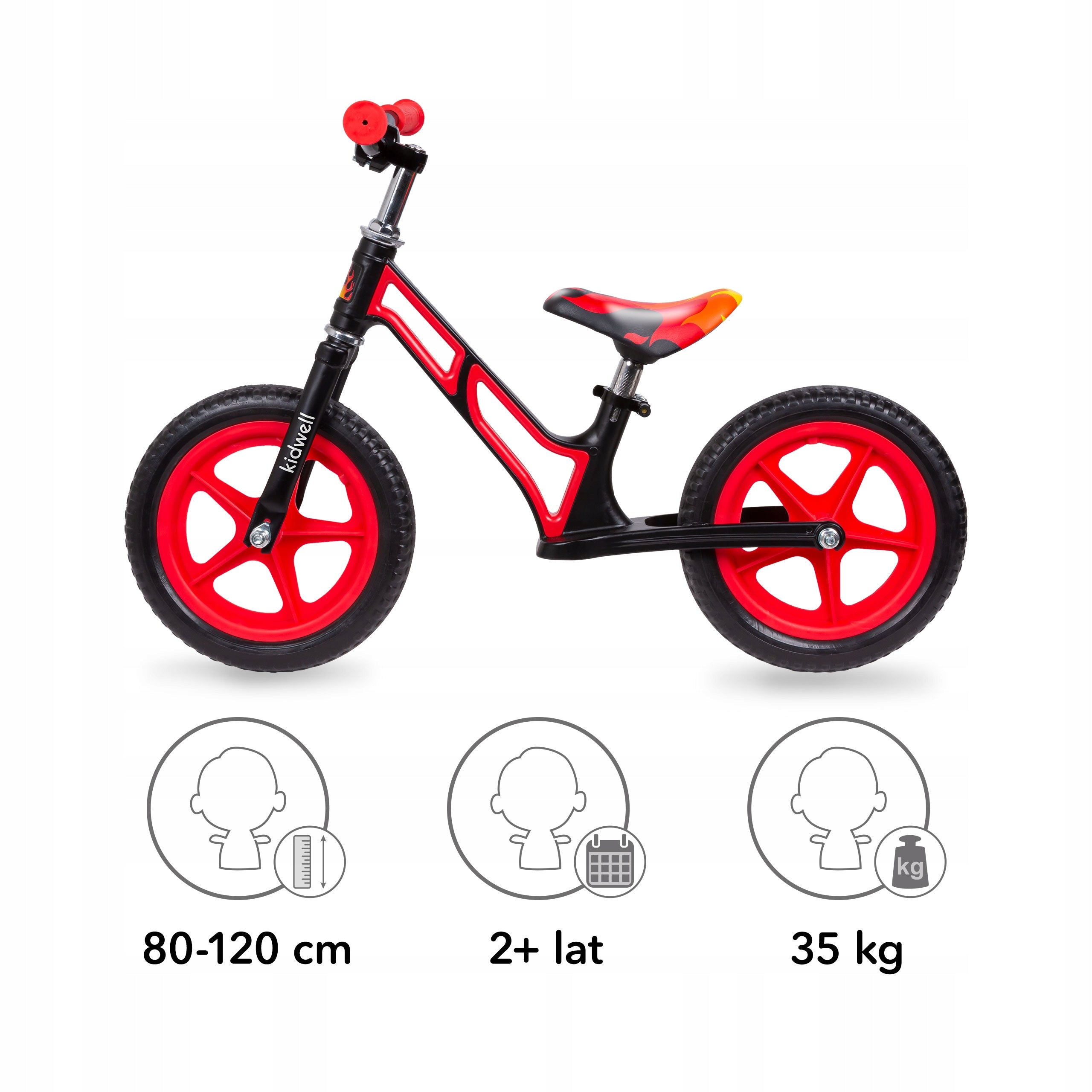 Balance bike magnesium Kidwell COMET light black/red black red Height 80–120 cm