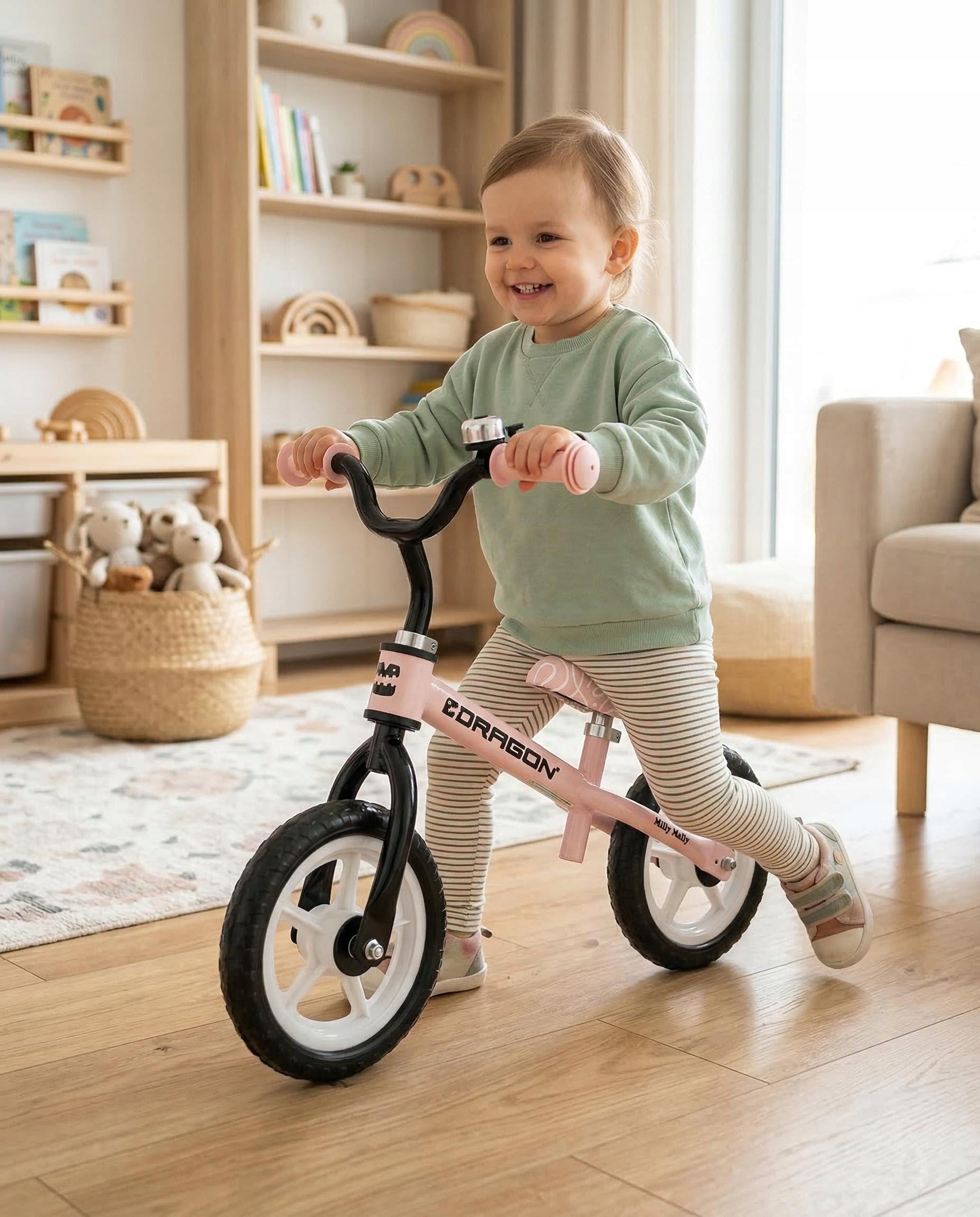 Balance bike ride-on for girls +2 steel frame Dragon Milly Mally Packaging status original