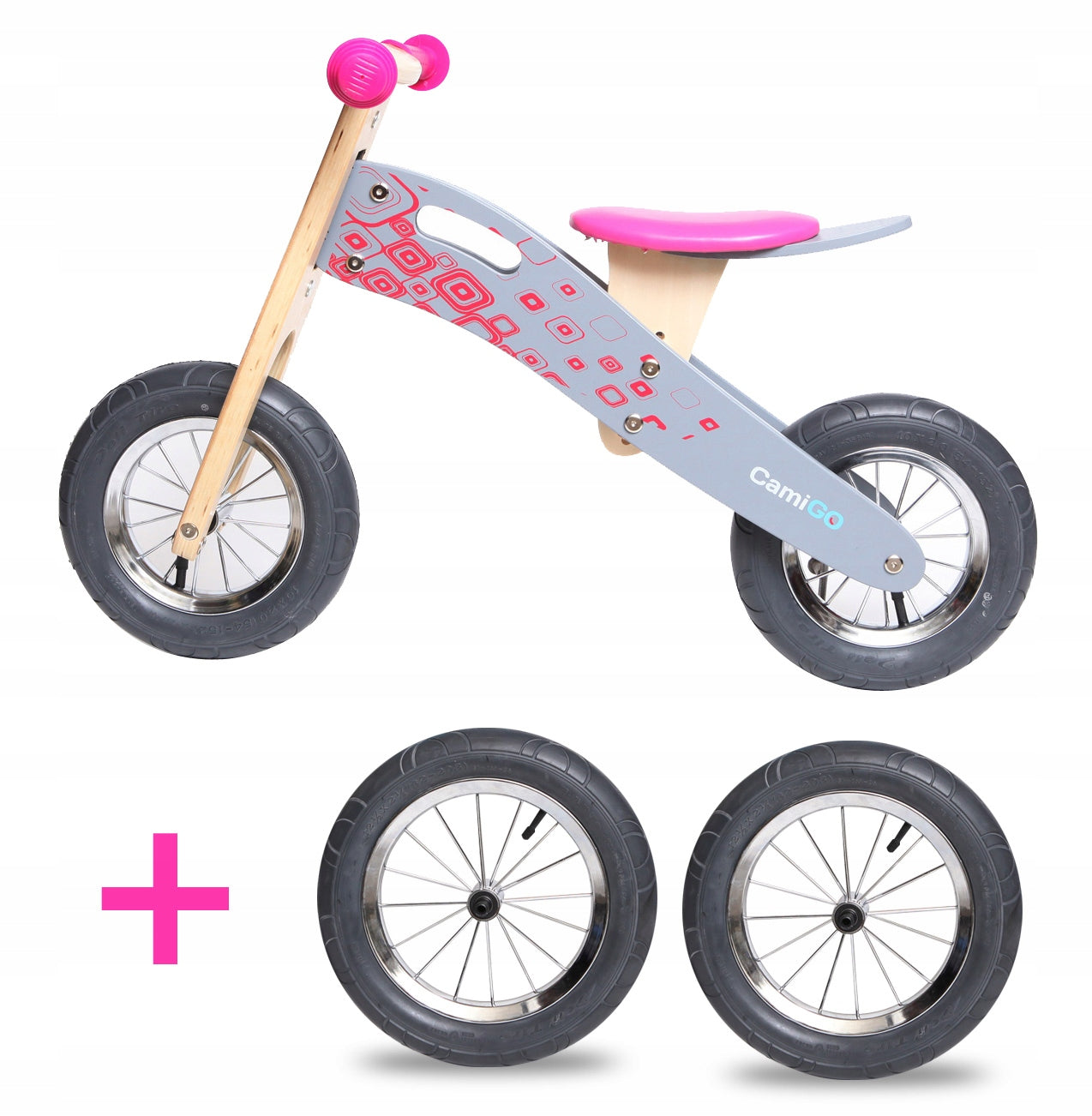 Balance bike wooden wheels pumped 10 and 12