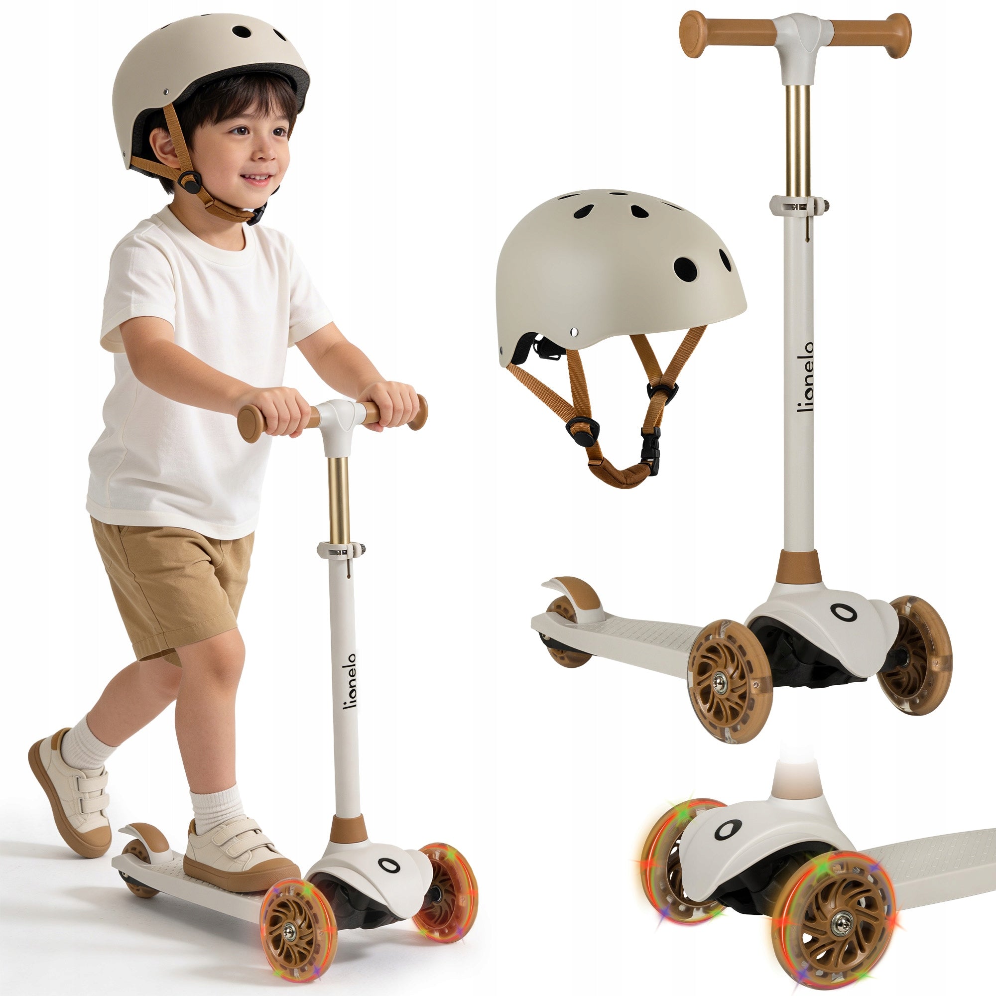 Balance scooter three-wheeled LED WHEELS Lionelo Jessy SET WITH HELMET