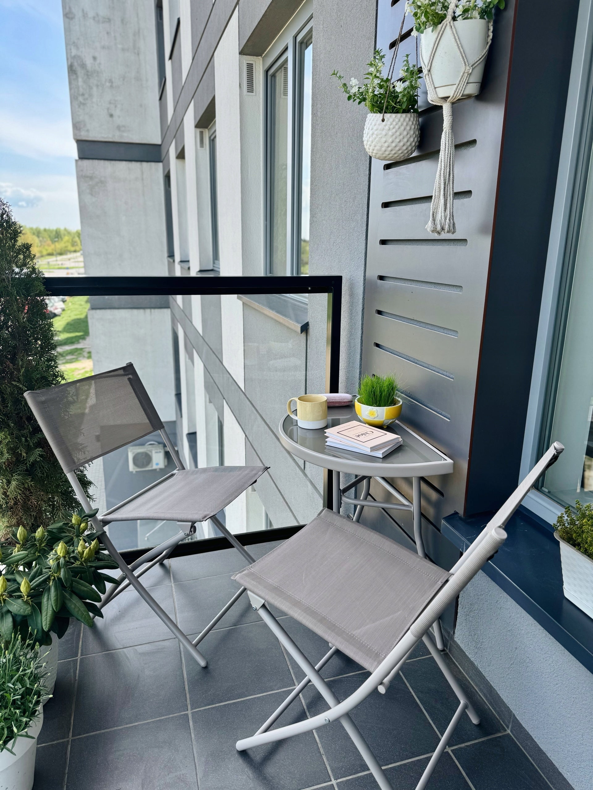 Balcony Furniture Garden Terrace Set TABLE 2 CHAIRS Garden Set Color beige