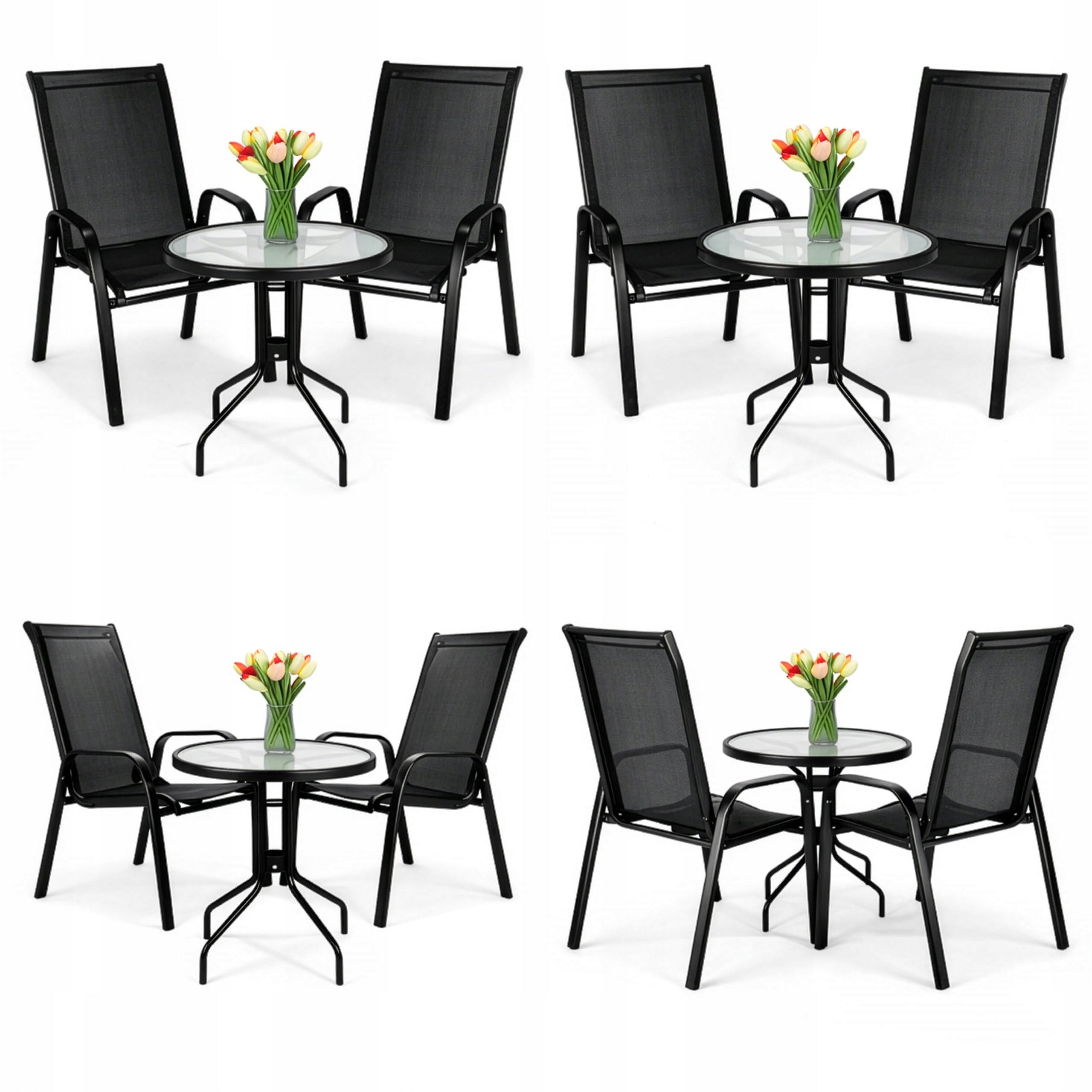 Balcony Furniture Set Black 2 Pers Chairs Table Terrace Garden Small Balcony Manufacturer eHokery