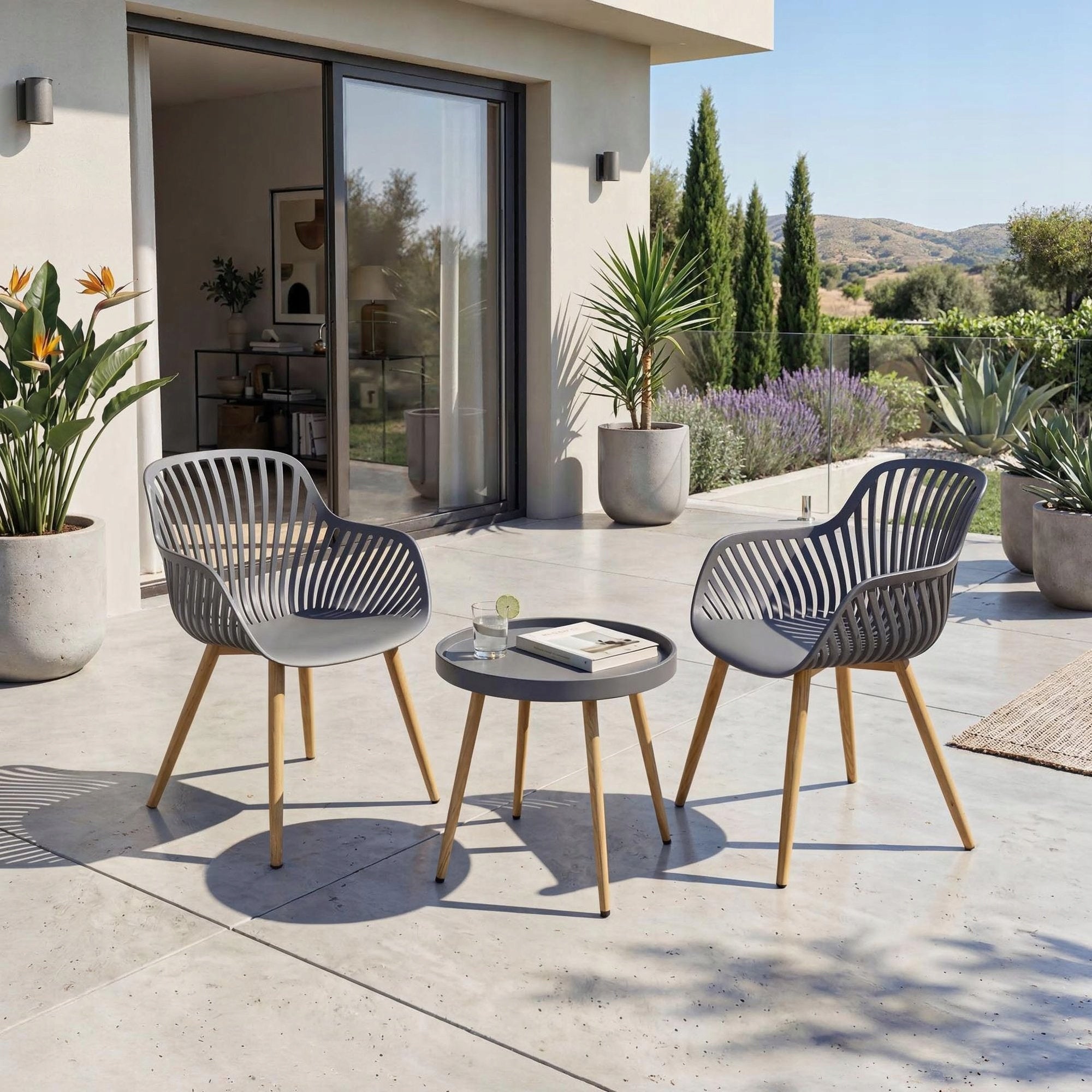 Balcony Garden Furniture Set 2+1 Table + Chairs Wood Style For Terrace Manufacturer di volio