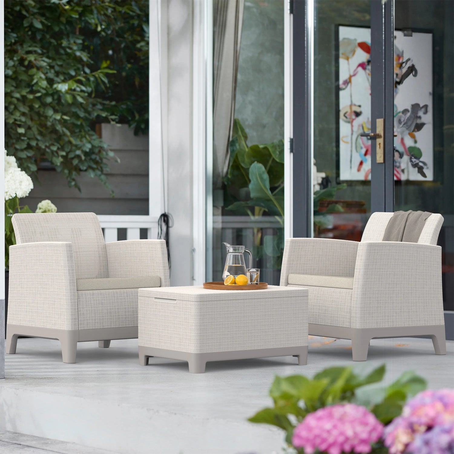 Balcony Garden Furniture Set 2x Armchair Table Keter Scandi for Balcony Manufacturer code 009185