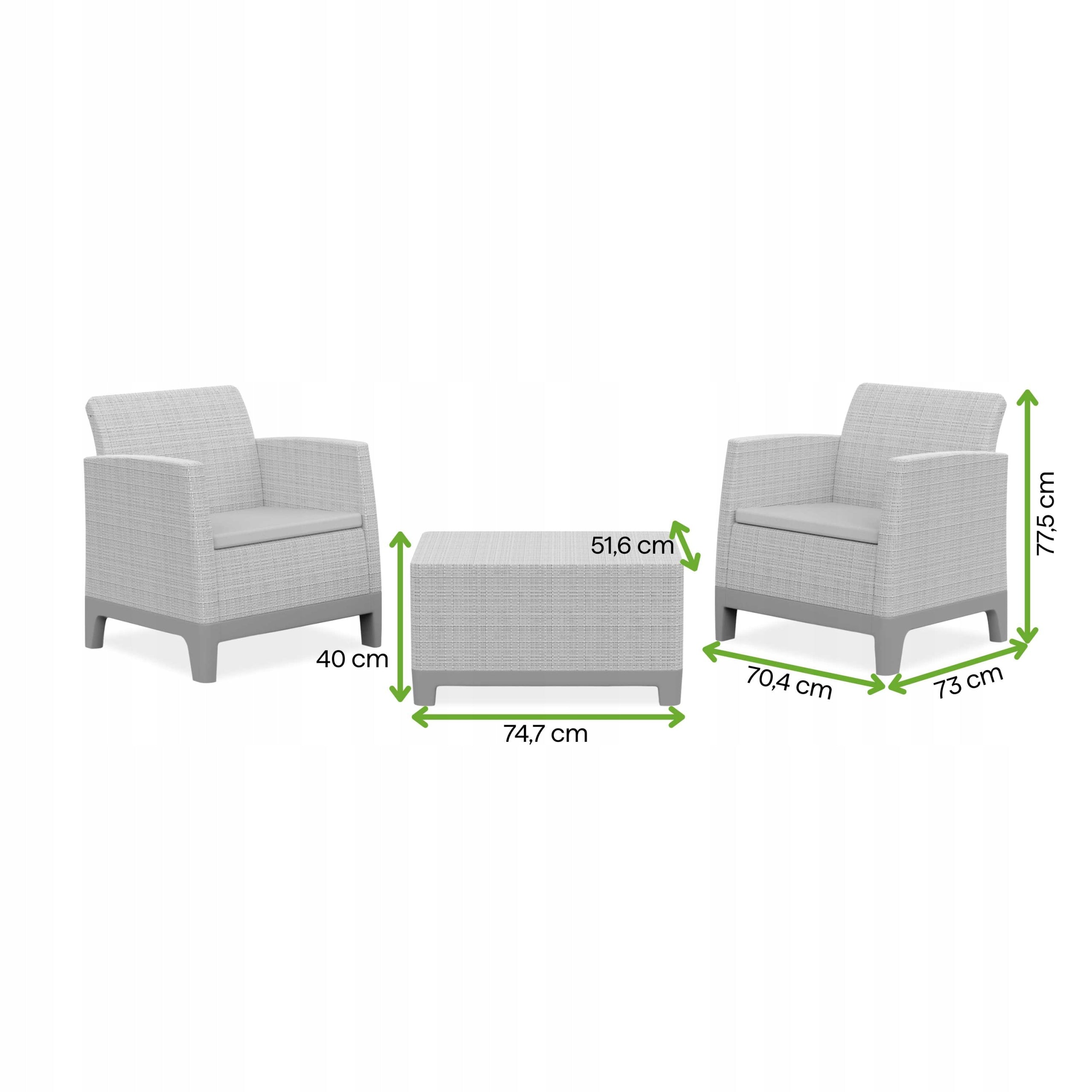 Balcony Garden Furniture Set 2x Armchair Table Keter Scandi for Balcony Packaging status original