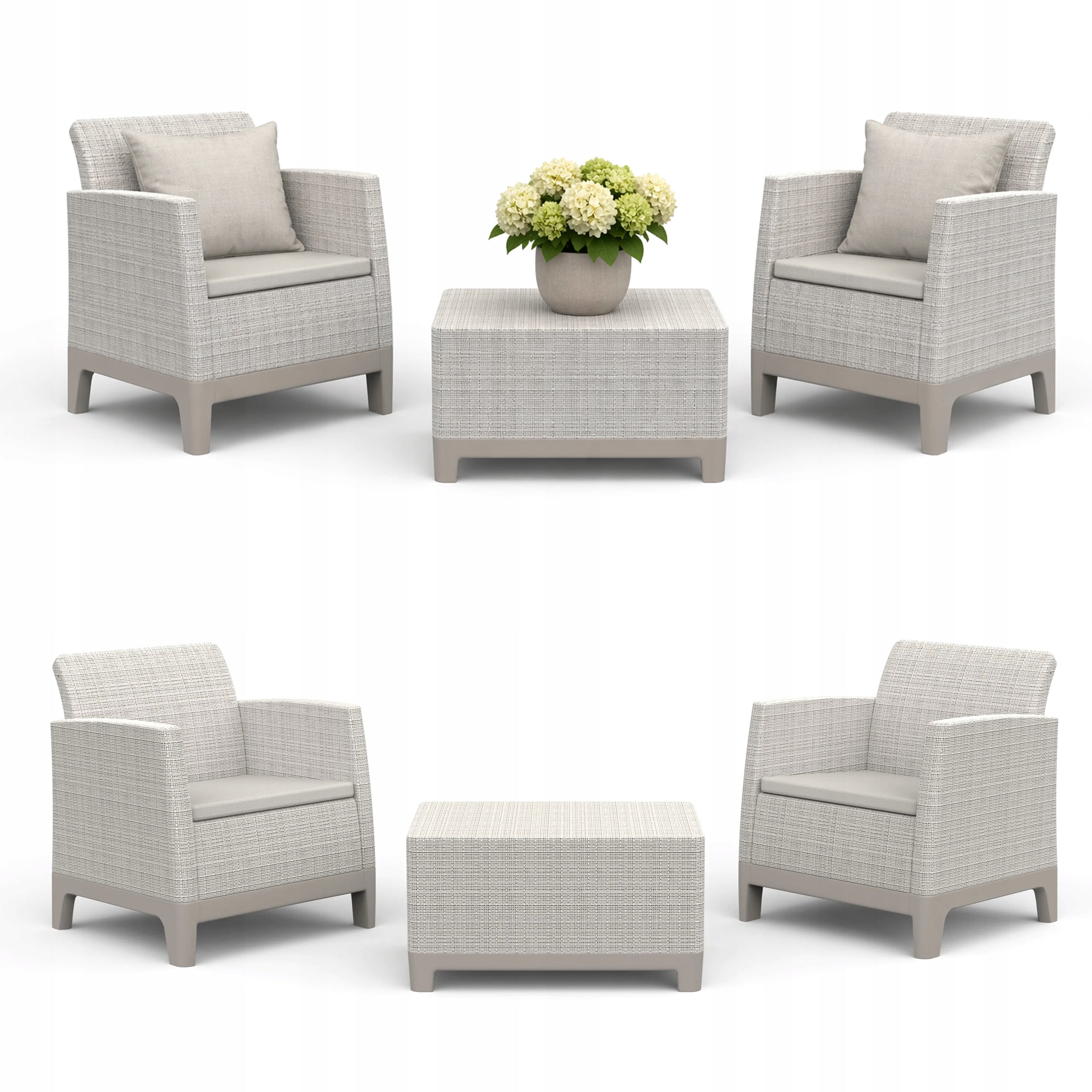 Balcony Garden Furniture Set 2x Armchair Table Keter Scandi for Balcony
