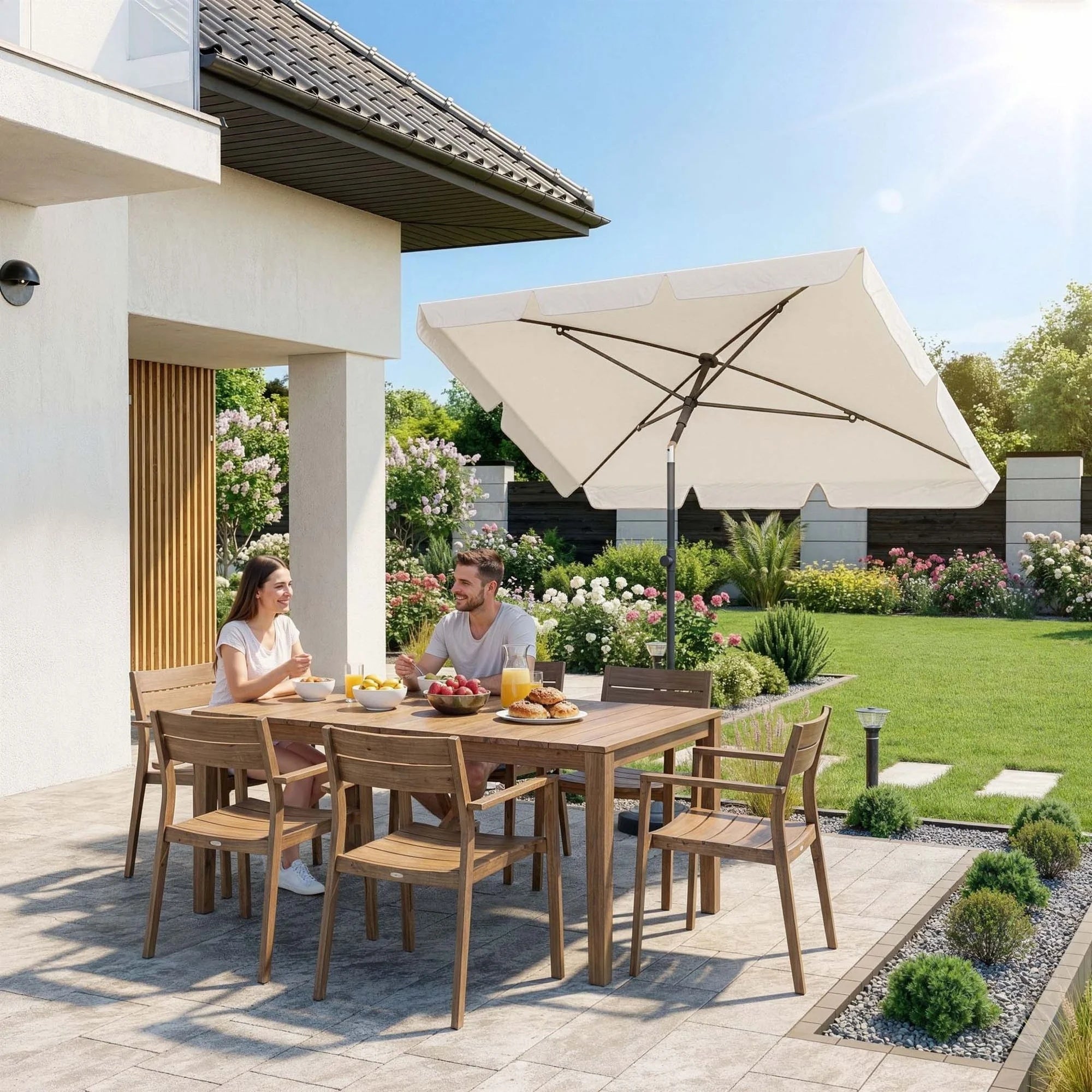 Balcony Garden Umbrella Folding Adjustable Aluminum Cover Packaging status original