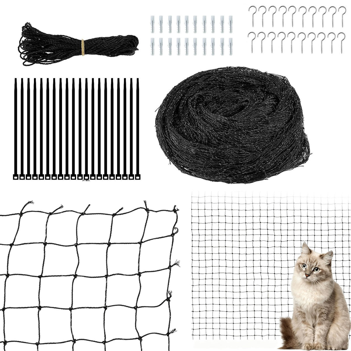 Balcony Net For Cat Set For Stairs Railing Nylon Terrace 8x3m