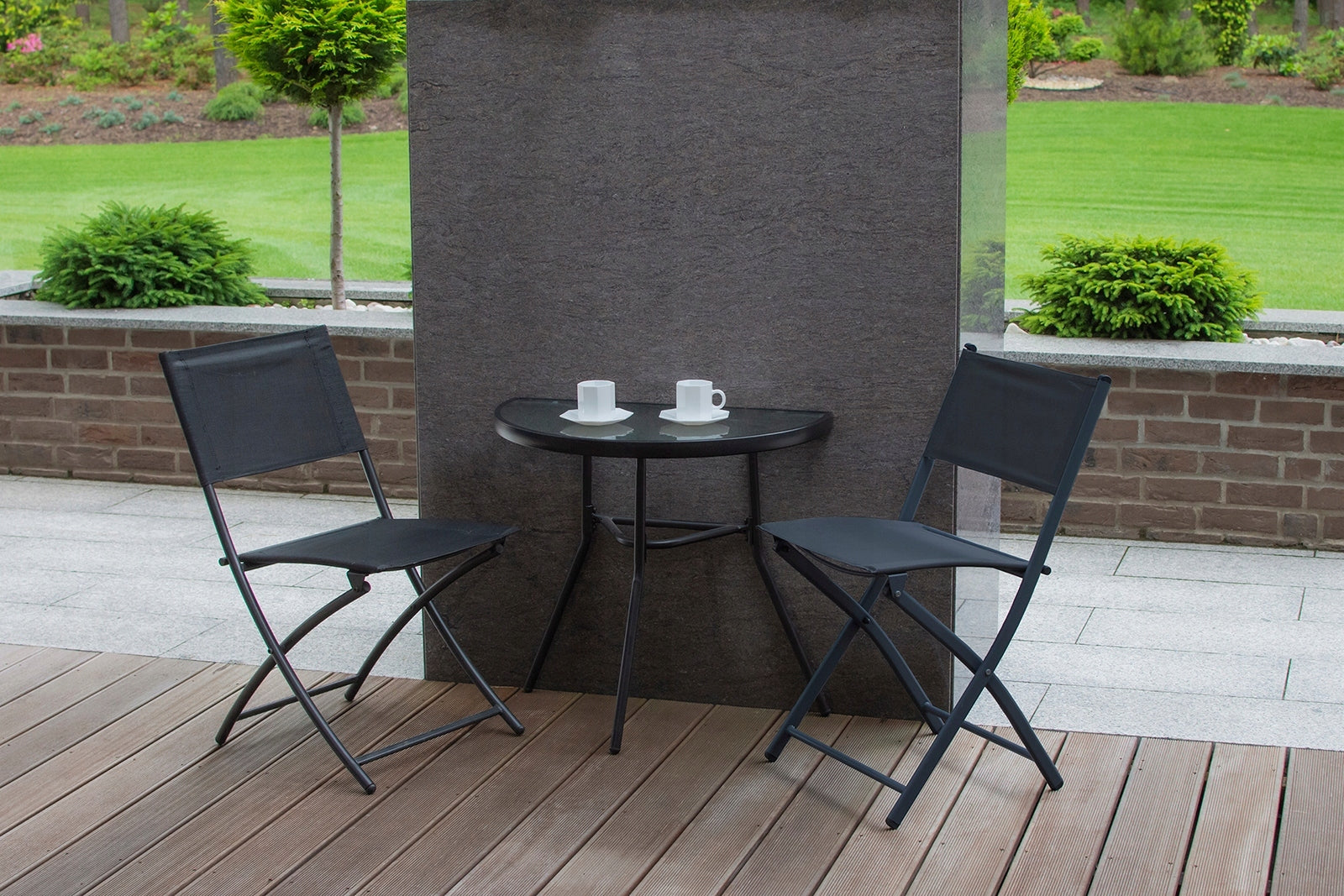 Balcony furniture Garden Terrace Set TABLE 2 CHAIRS folding black table Manufacturer Jumi