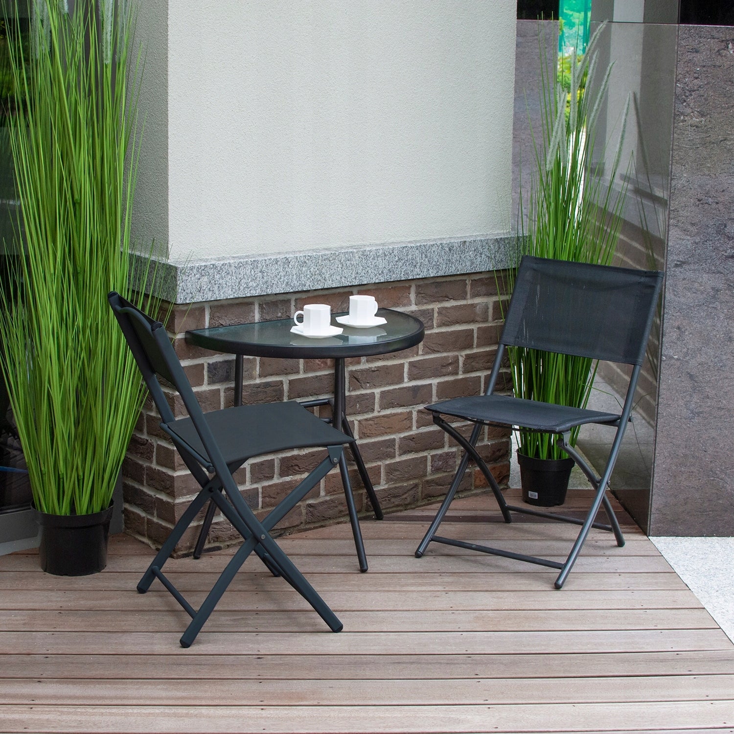 Balcony furniture Garden Terrace Set TABLE 2 CHAIRS folding black table Manufacturer code Meble na Balkon Ogród Taras składane czarne