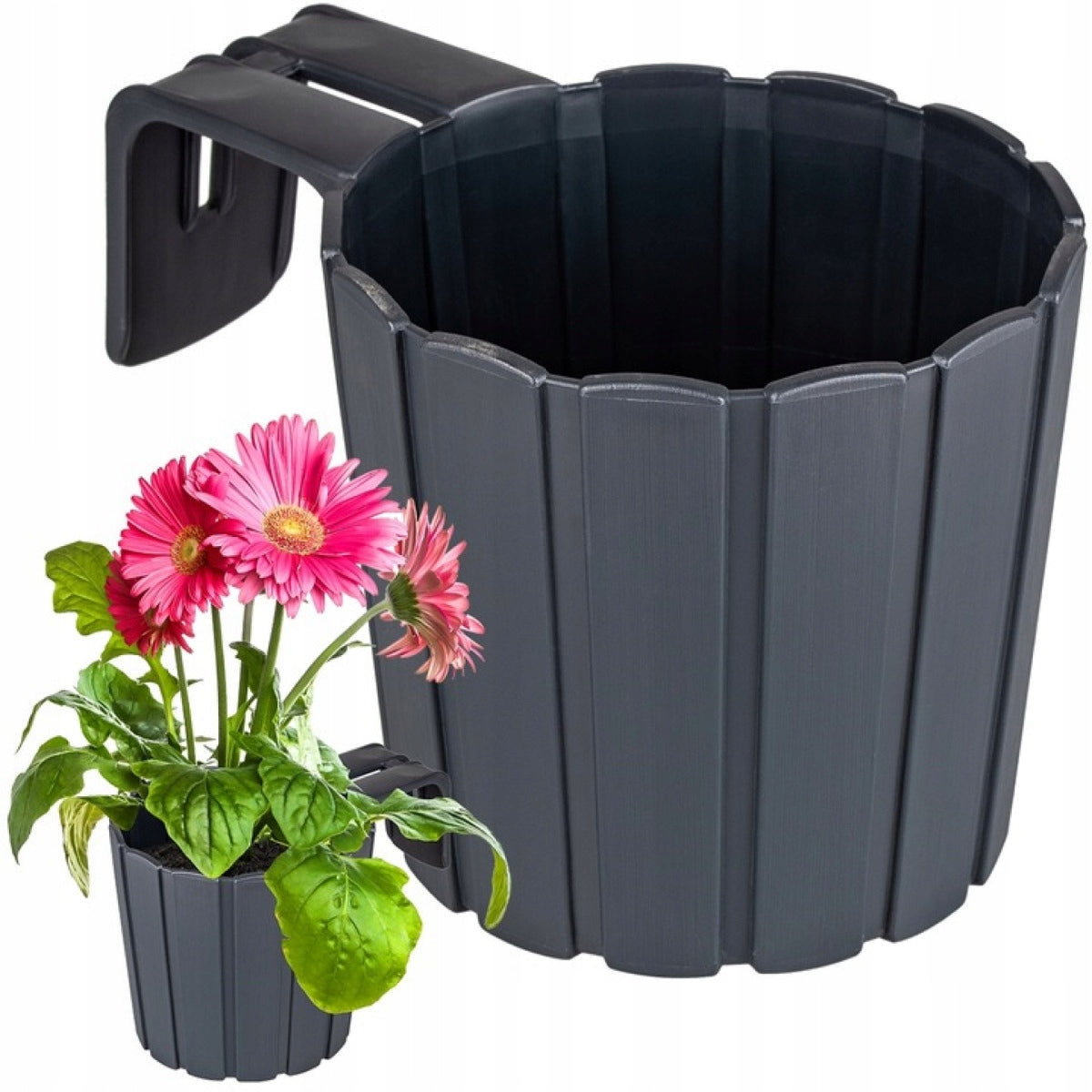 Balcony pot for RAILING HANDRAIL WITH HOOK PLANTER ANTHRACITE RUSTIC