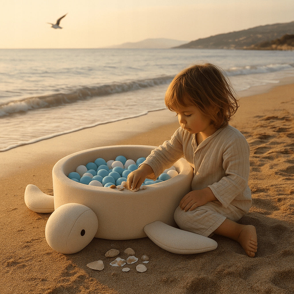 Ball Pool for Children - Turtle Raspberry Glaze Pink Boucle Product height 79 cm