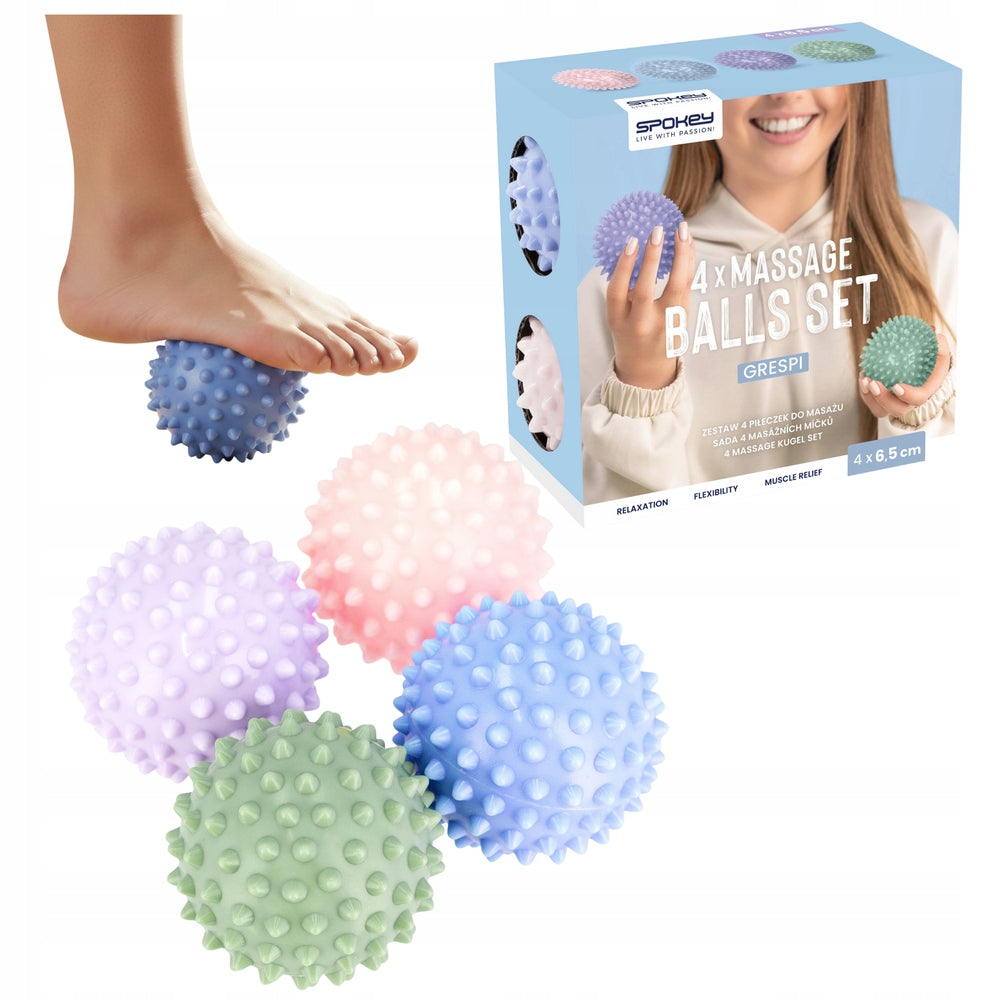 Balls With Spikes For Massage Rehabilitation Sensory Balls Hedgehogs 4 pcs.