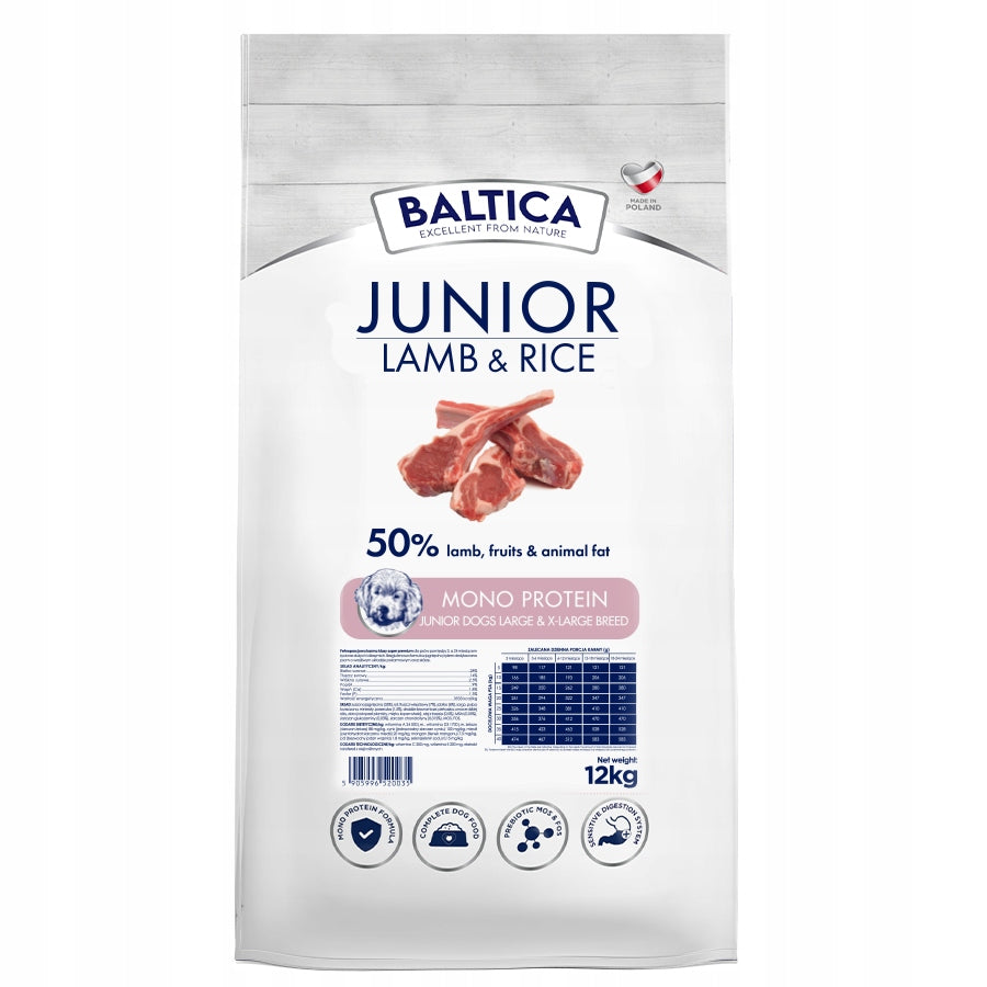 Baltica Junior Lamb&Rice 12kg food for large breed puppies L XL Manufacturer code 101509912