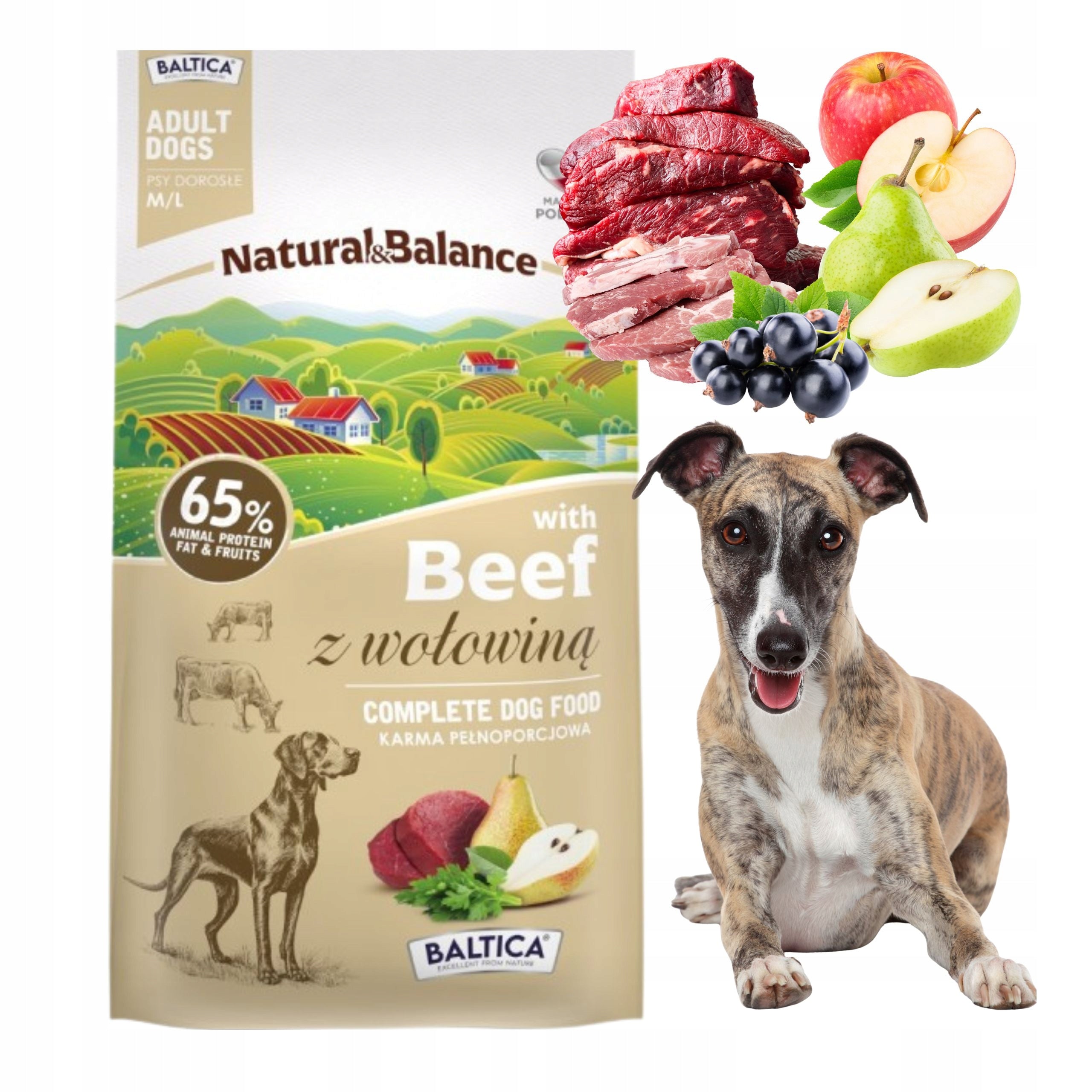 Baltica Natural & Balance Dry Food with Beef M/L 3kg Manufacturer code B453