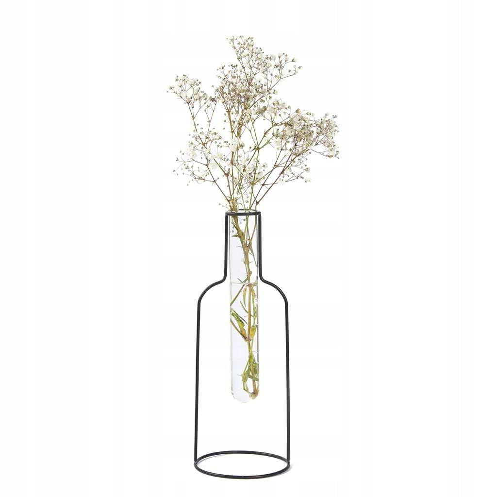 Metallvase mit Glaszylinder Silhouette 26cm 