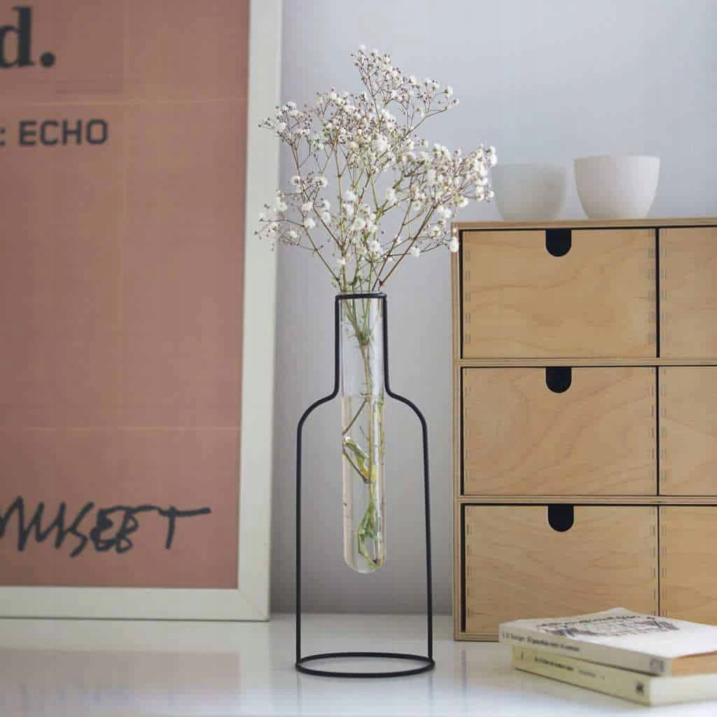 Metallvase mit Glaszylinder Silhouette 26cm 