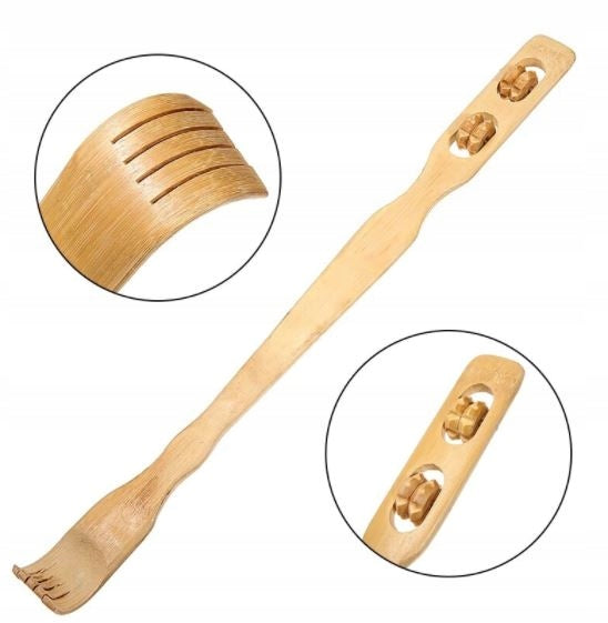 Bamboo Back Scratcher Massage Wheel 47 cm WOODEN LONG