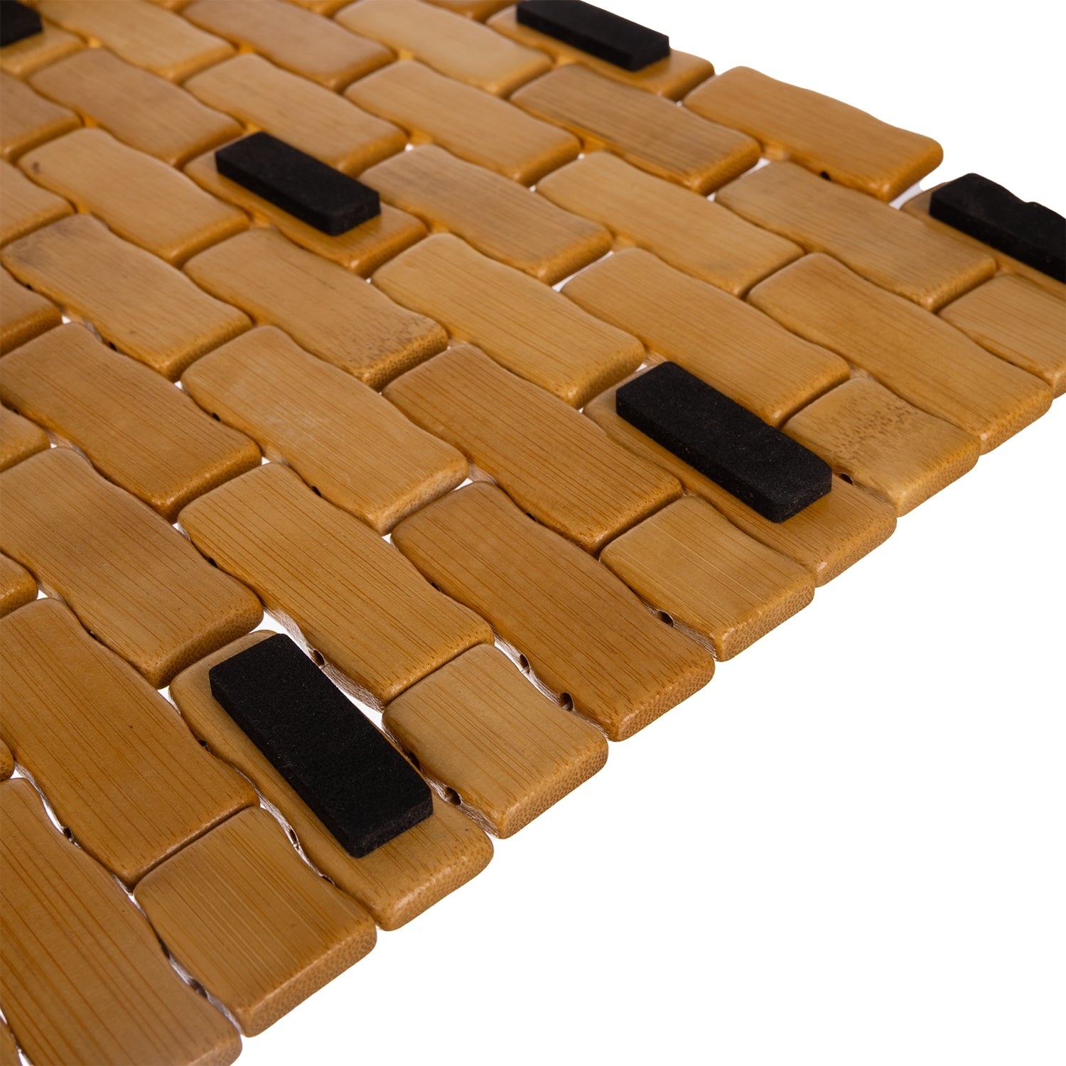 Bamboo Bathroom Mat Wooden Shower Rug Waterproof 80x50 Thickness 10 mm