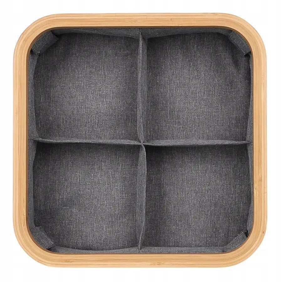 Bamboo Storage Organizer with 4 Compartments and Lid Manufacturer code 91850001