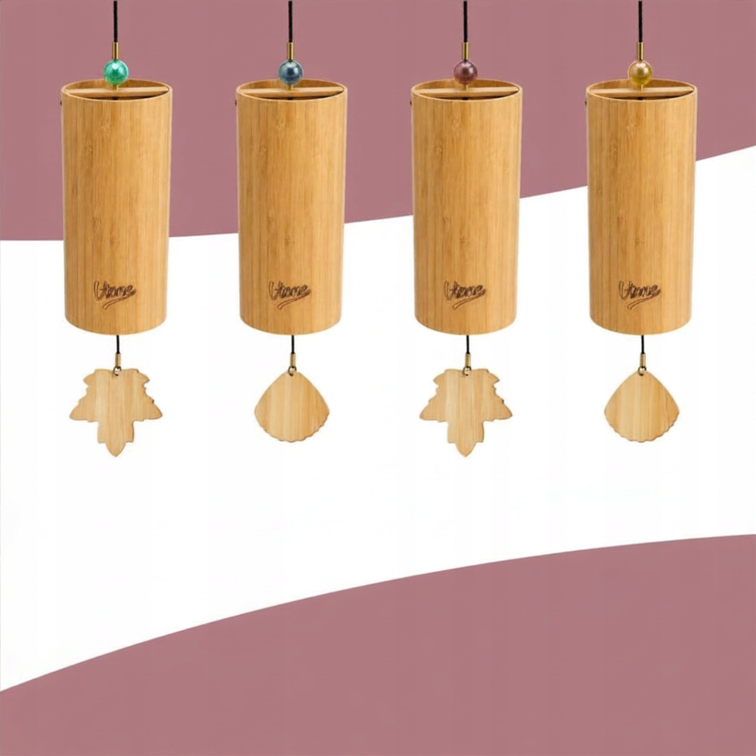 Bamboo Wind Chimes for Garden Tone D Chakra Heart Wooden ZEN Packaging status original