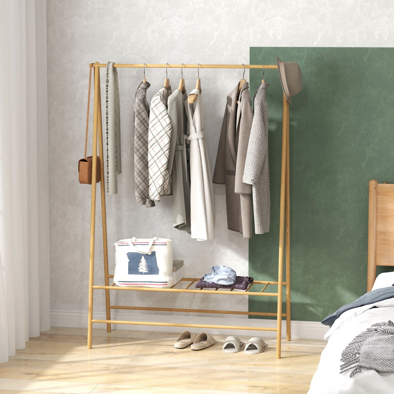 Bamboo clothes hanger with shelves 116x43x160 cm natural Brand no brand